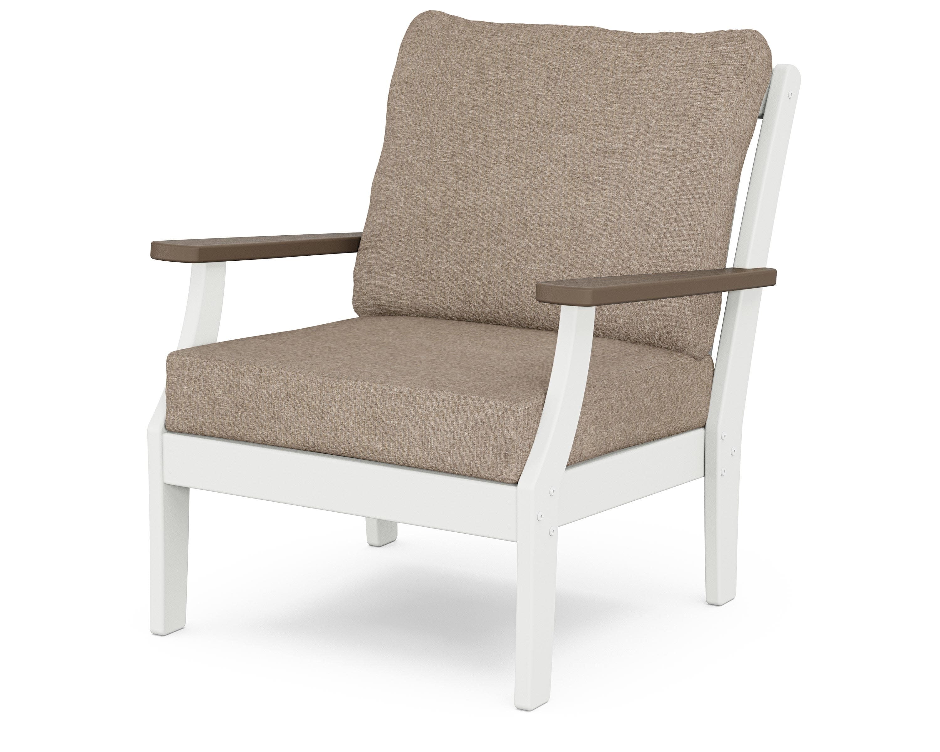 Braxton Deep Seating Chair in White / Kona / Spiced Burlap