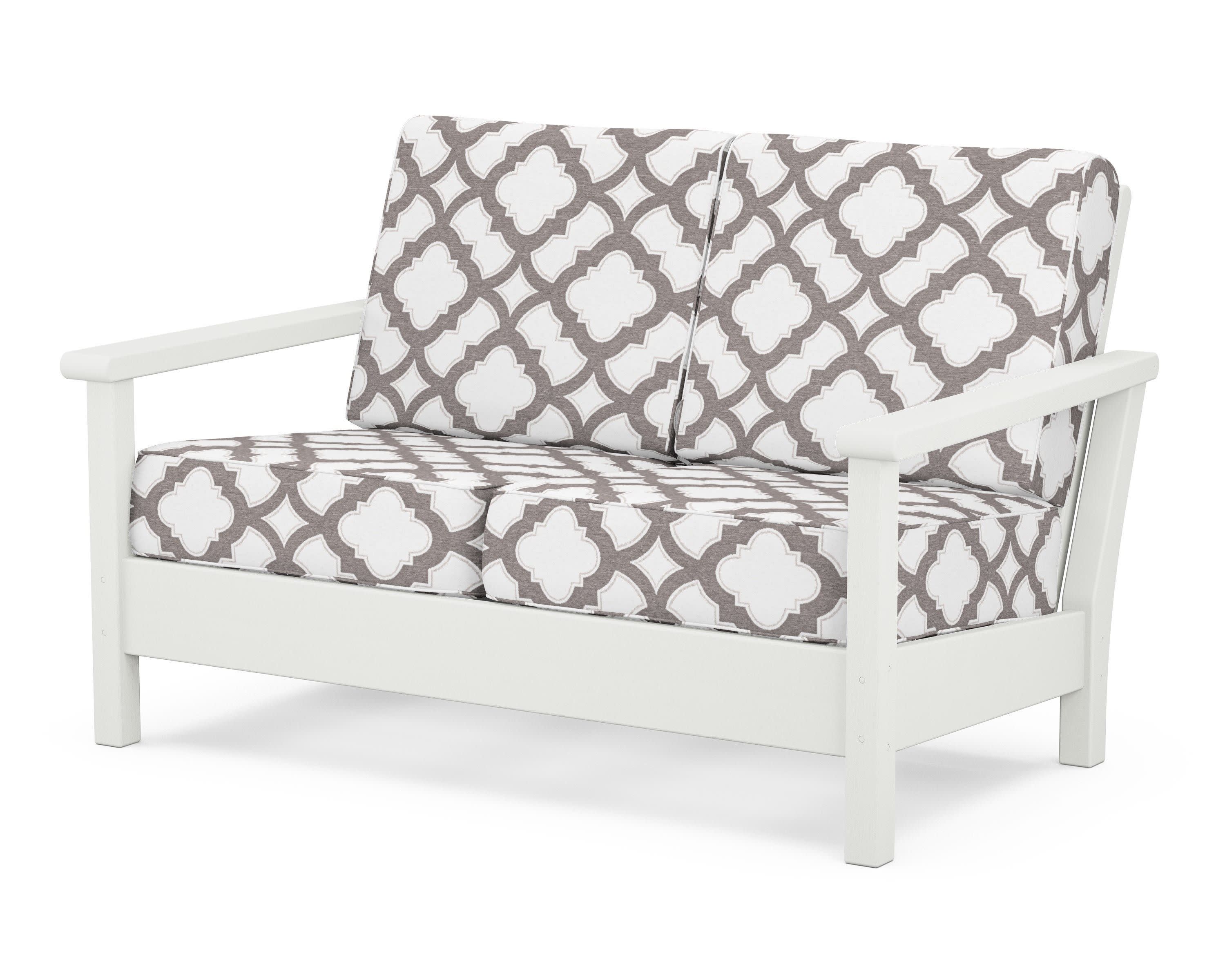 Harbour Deep Seating Loveseat in Vintage White / Trellis Grey Mist