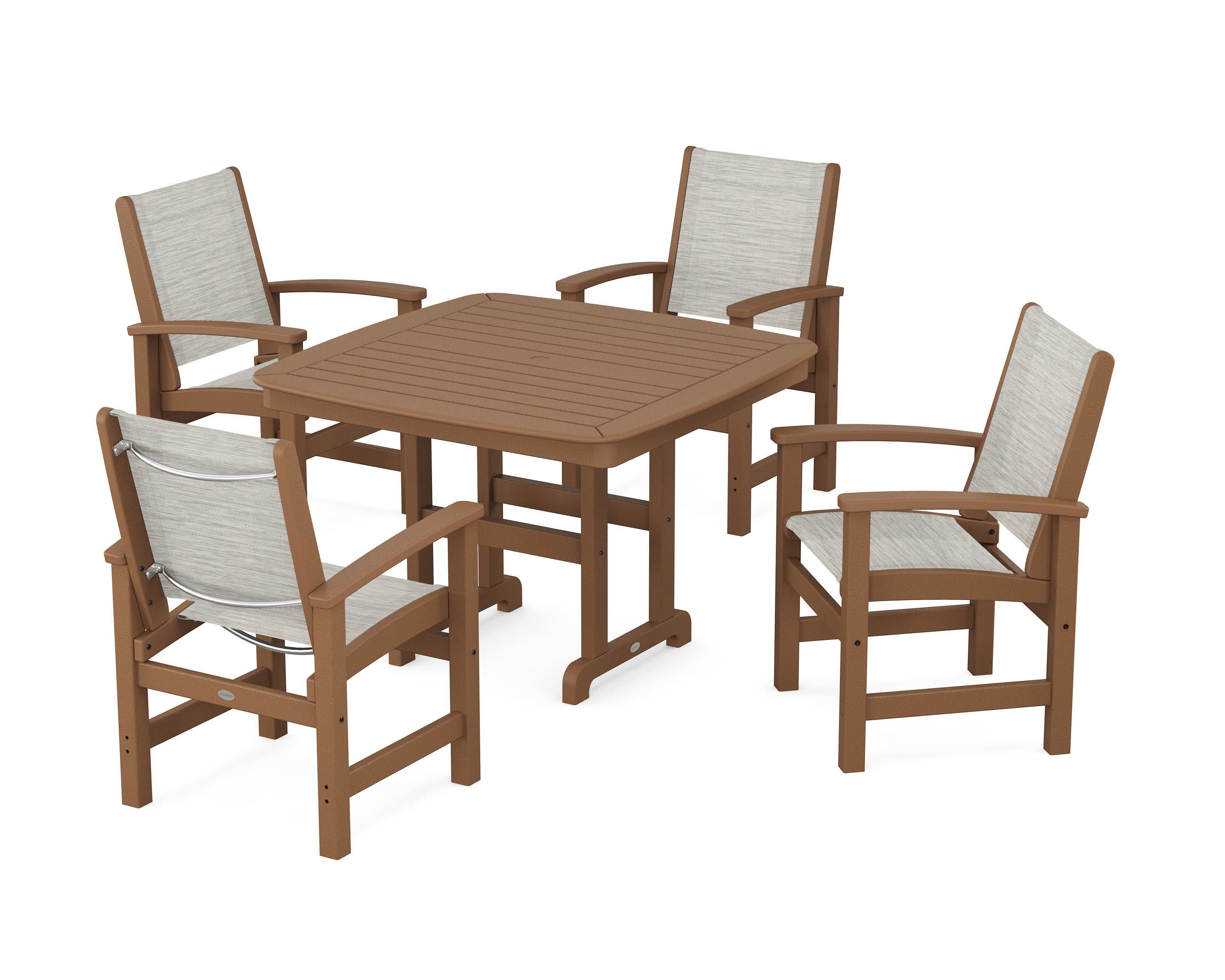 Coastal 5-Piece Dining Set in Teak / Birch Sling