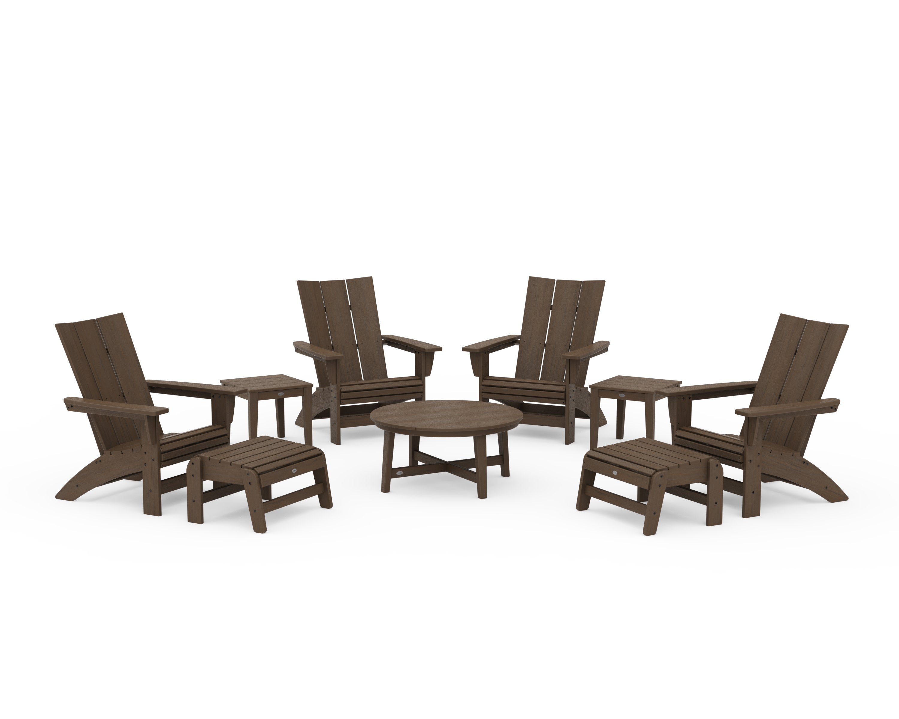 Modern Grand Adirondack 9-Piece Conversation Set in Kona