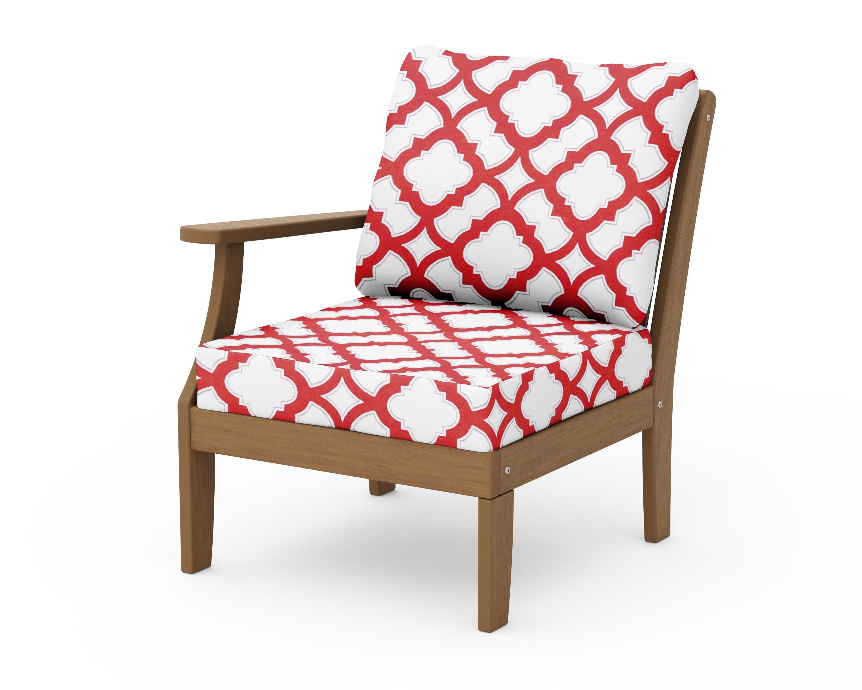Braxton Modular Left Arm Chair in Natural / Trellis Crimson