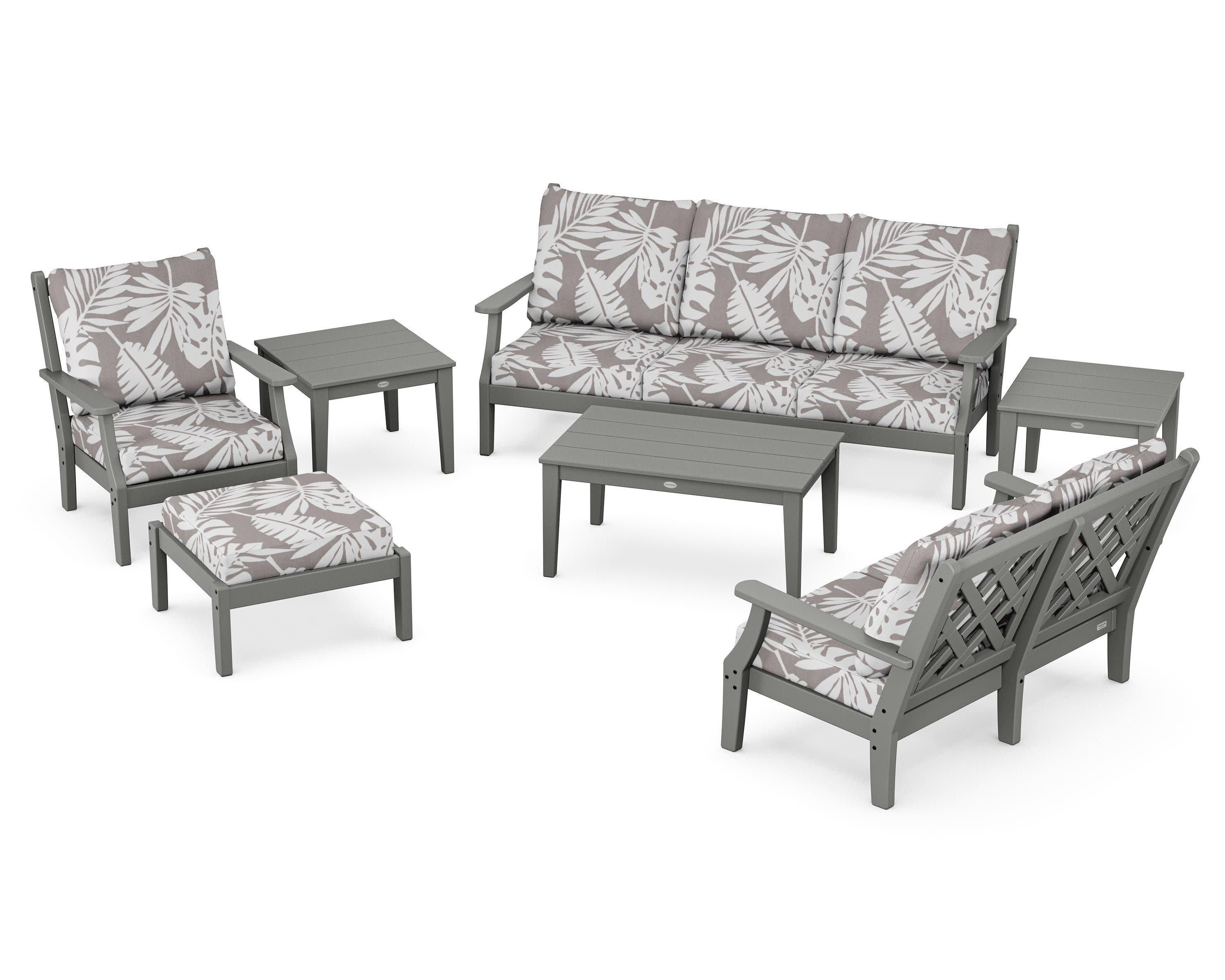 Wovendale 7-Piece Deep Seating Set in Slate Grey / Leaf Grey Mist