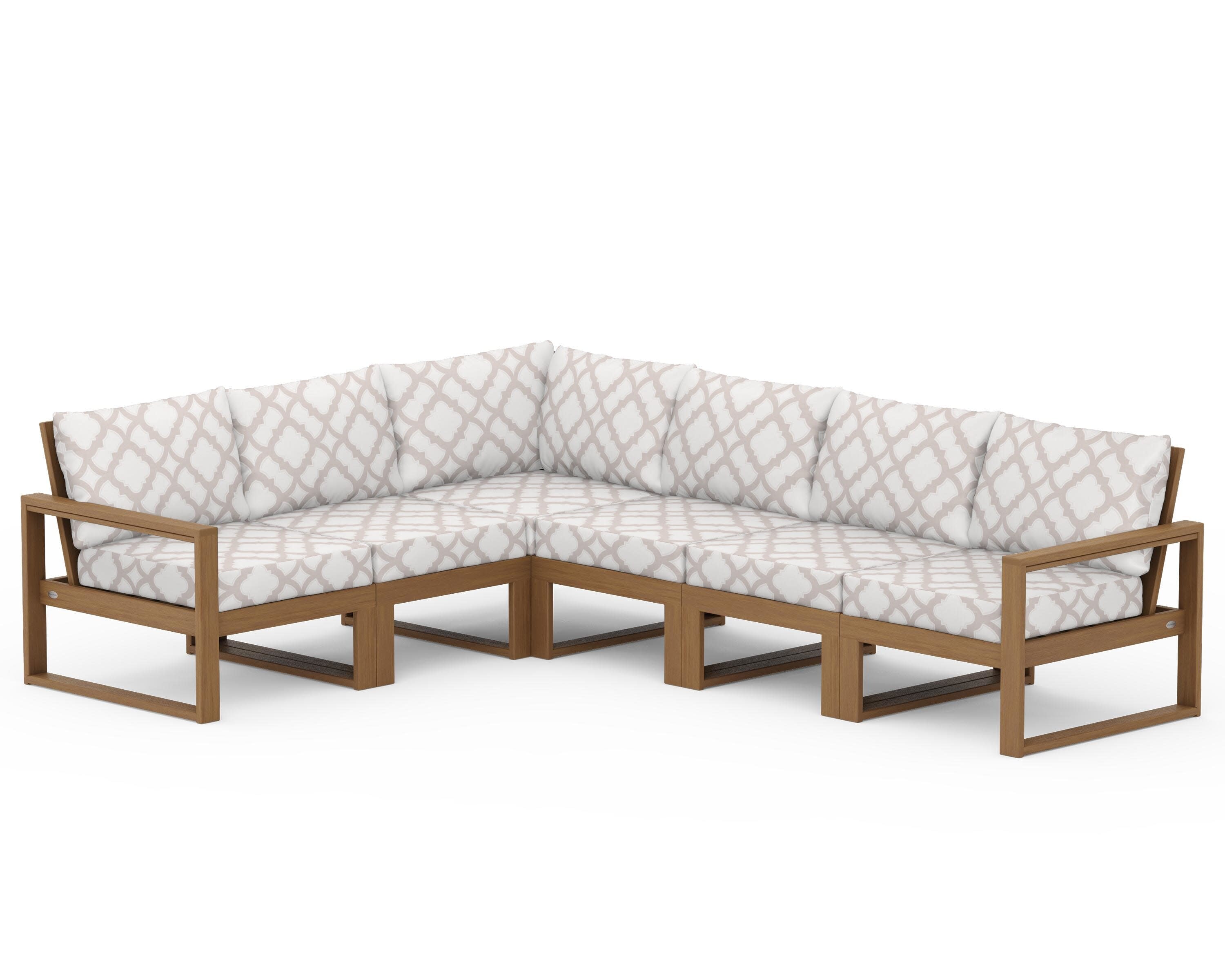 EDGE 6-Piece Modular Deep Seating Set in Natural / Trellis Dune Burlap