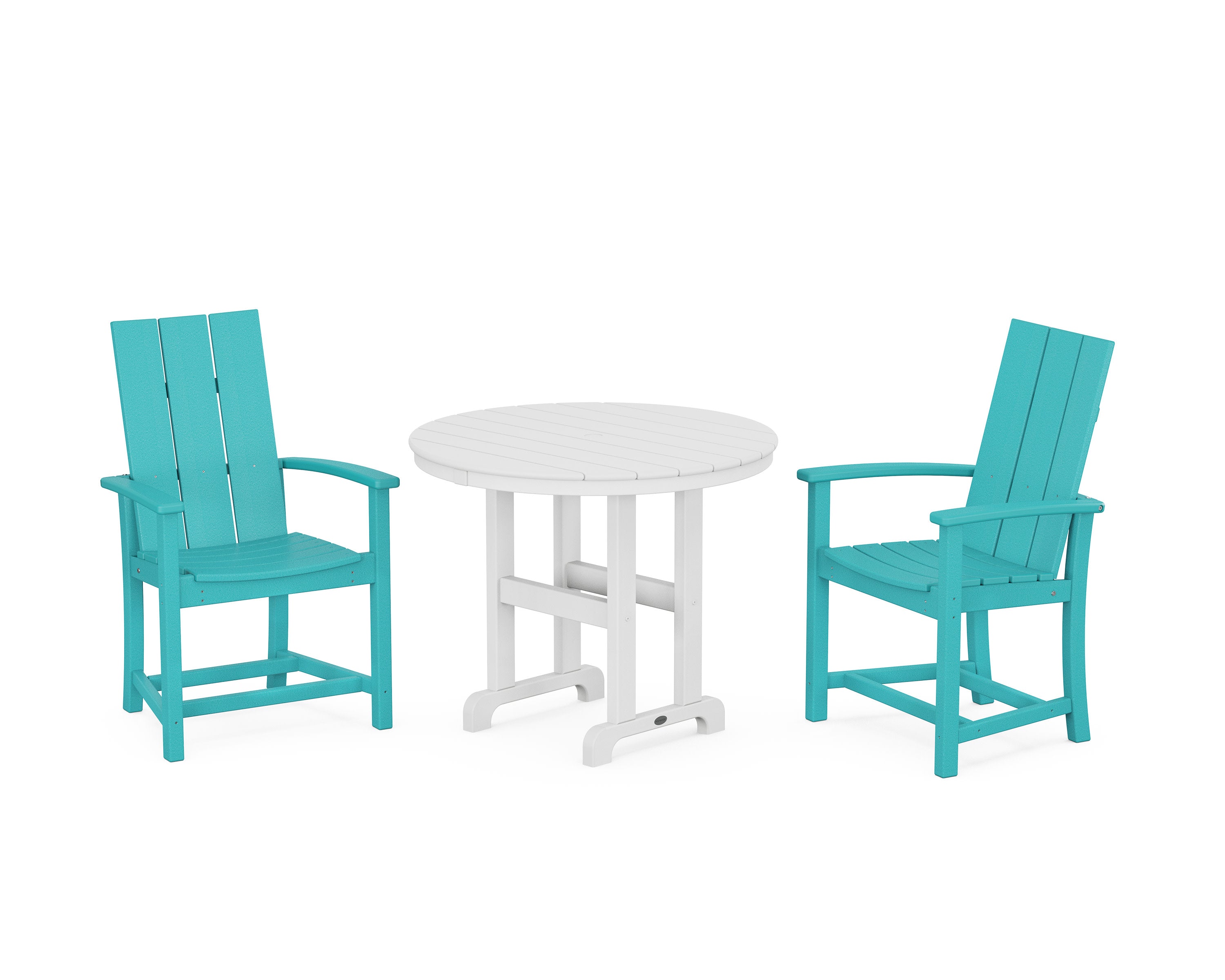 Modern Adirondack 3-Piece Round Farmhouse Dining Set in Aruba / White
