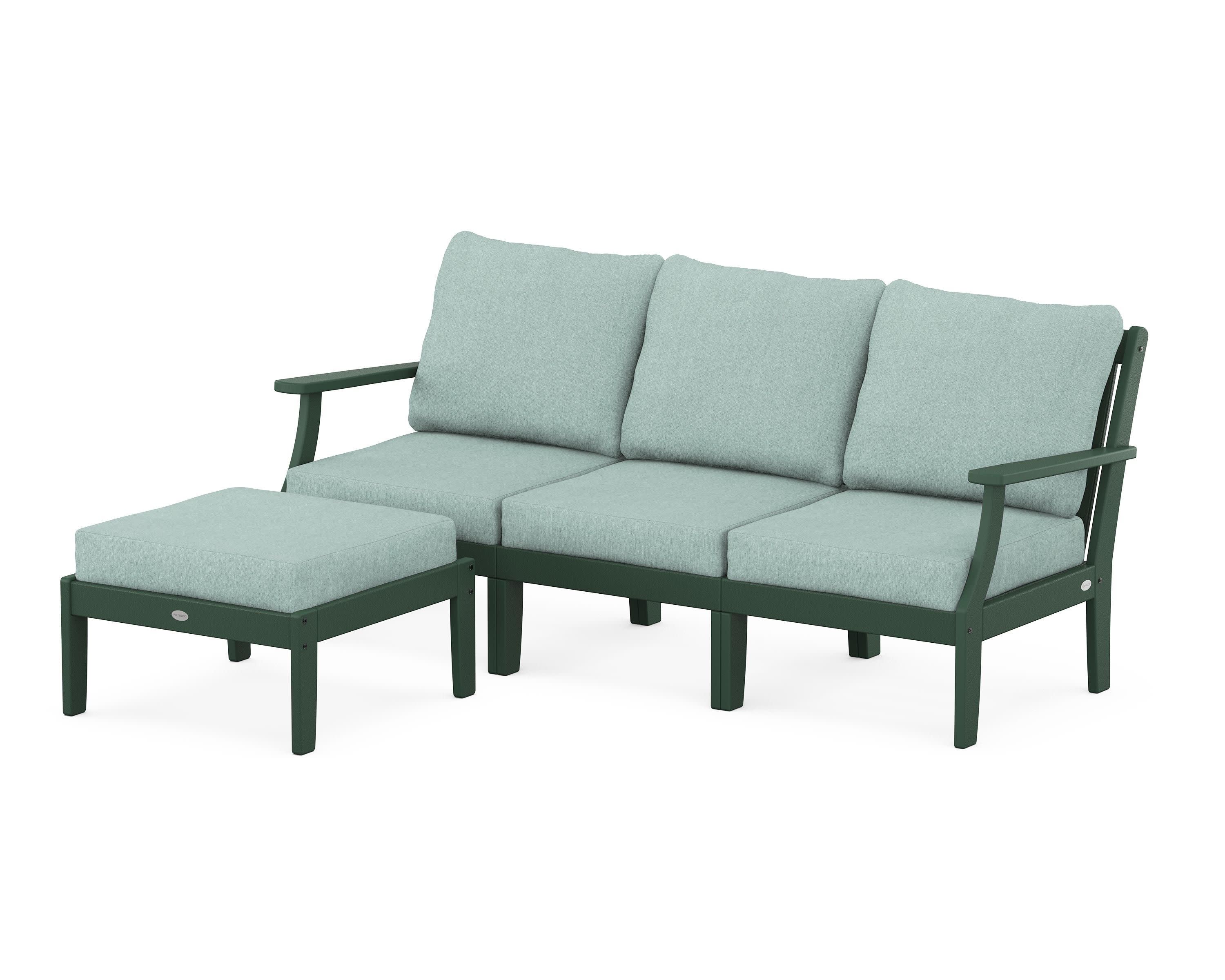 Braxton Modular 4-Piece Deep Seating Set with Ottoman in Green / Glacier Spa