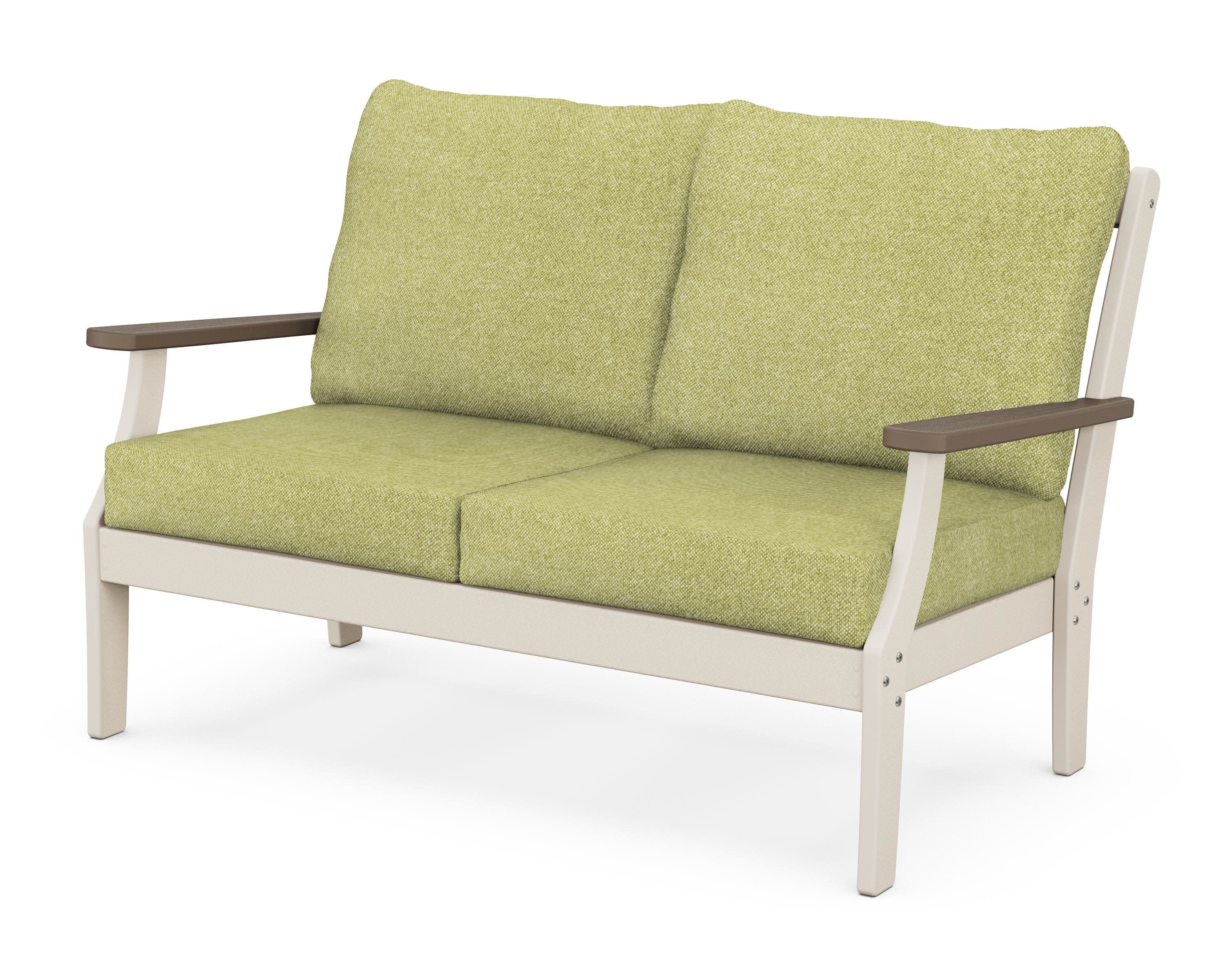 Braxton Deep Seating Loveseat in Sand / Kona / Chartreuse Boucle