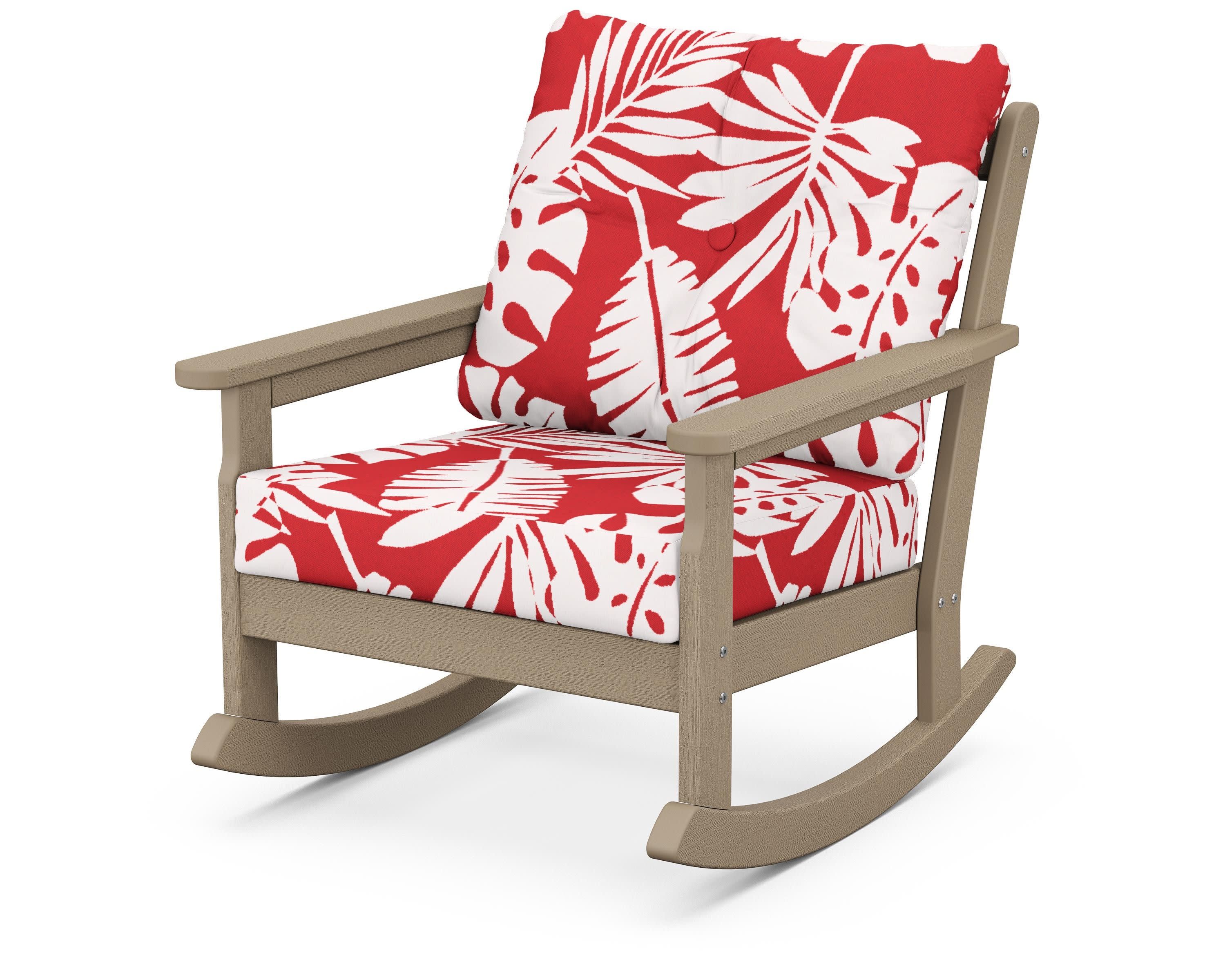Vineyard Deep Seating Rocking Chair in Vintage Sahara / Leaf Crimson