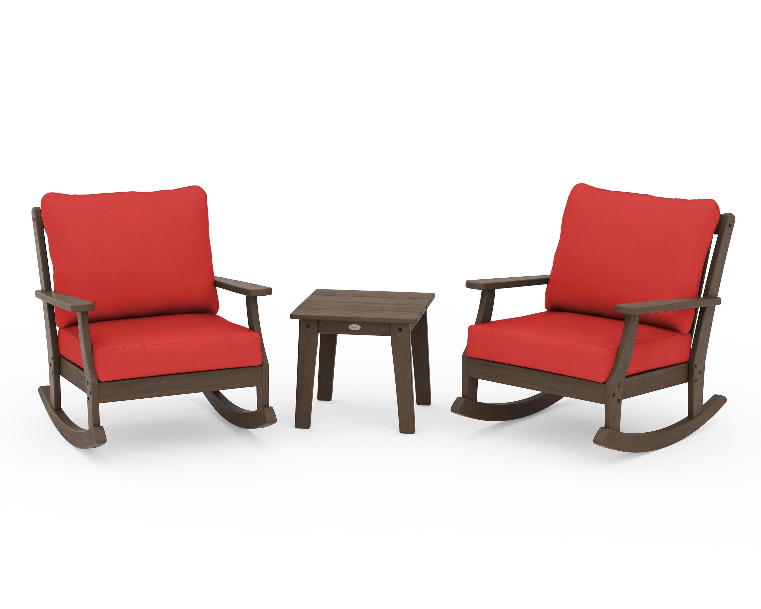 Braxton 3-Piece Deep Seating Rocker Set in Kona / Crimson Linen