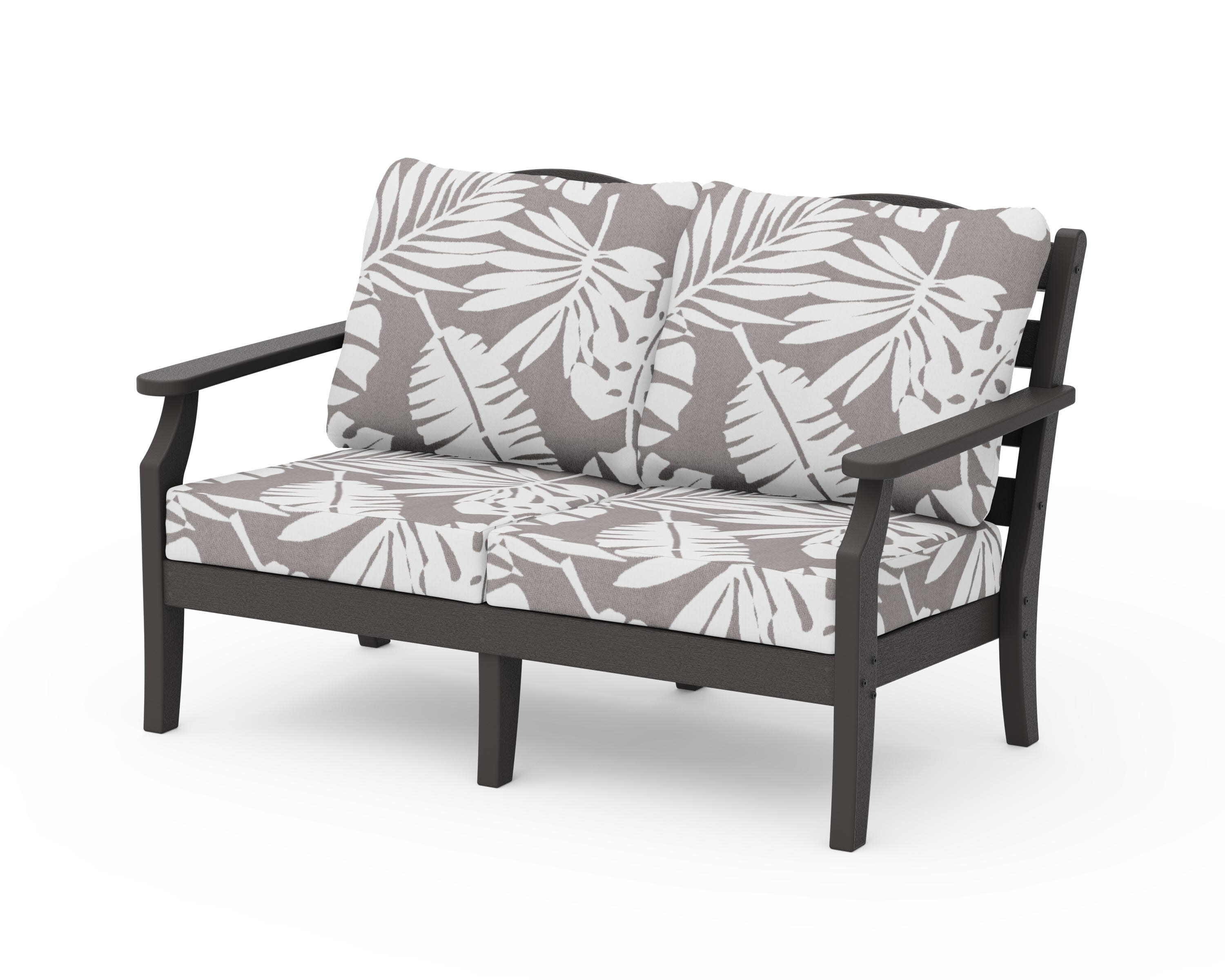 Savannah Deep Seating Loveseat in Vintage Coffee / Leaf Grey Mist