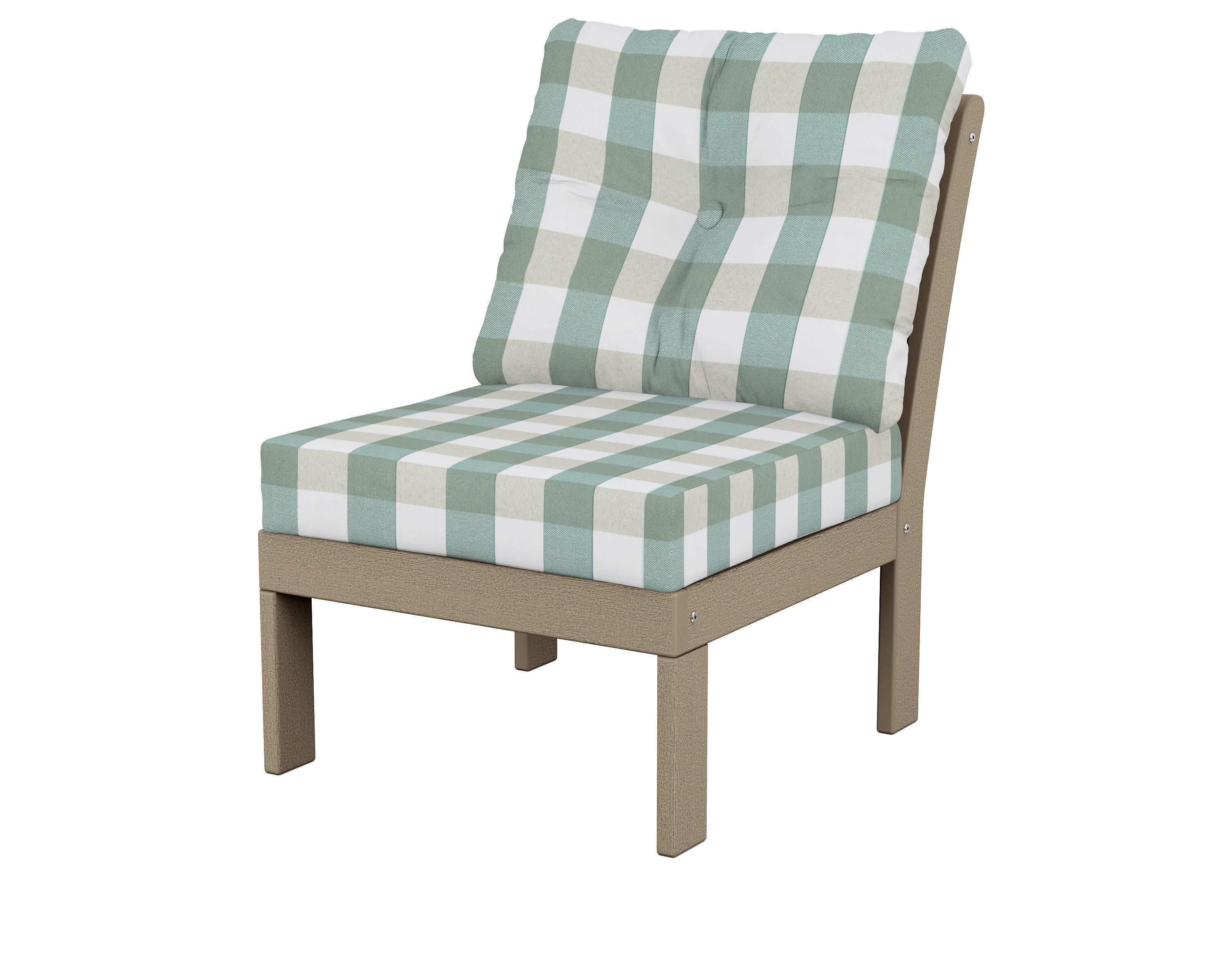 Vineyard Modular Armless Chair in Vintage Sahara / Buffalo Plaid Glacier Spa