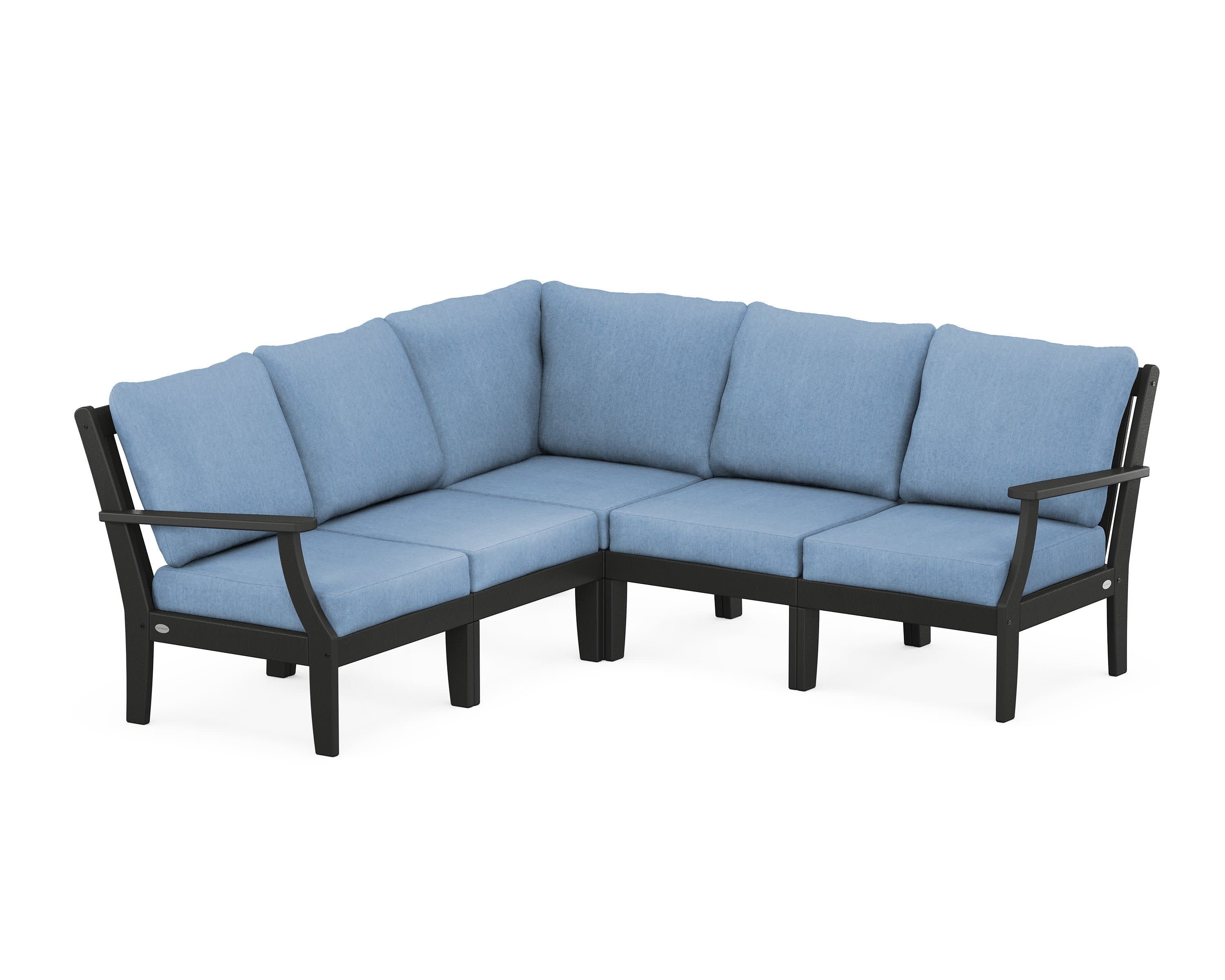 Braxton Modular 5-Piece Deep Seating Set in Black / Sky Blue
