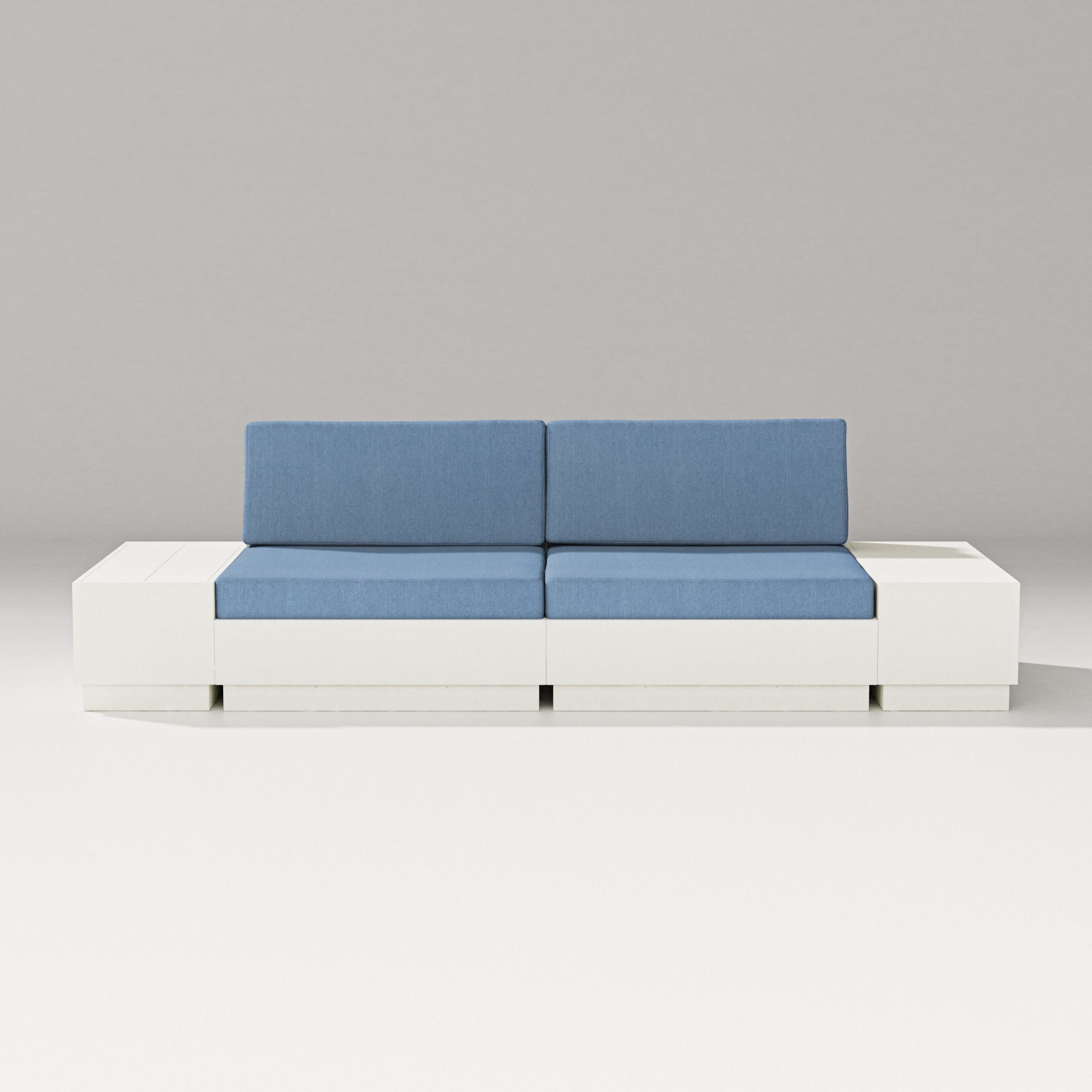Elevate 4-Piece Loveseat Sectional in Vintage White / Sky Blue