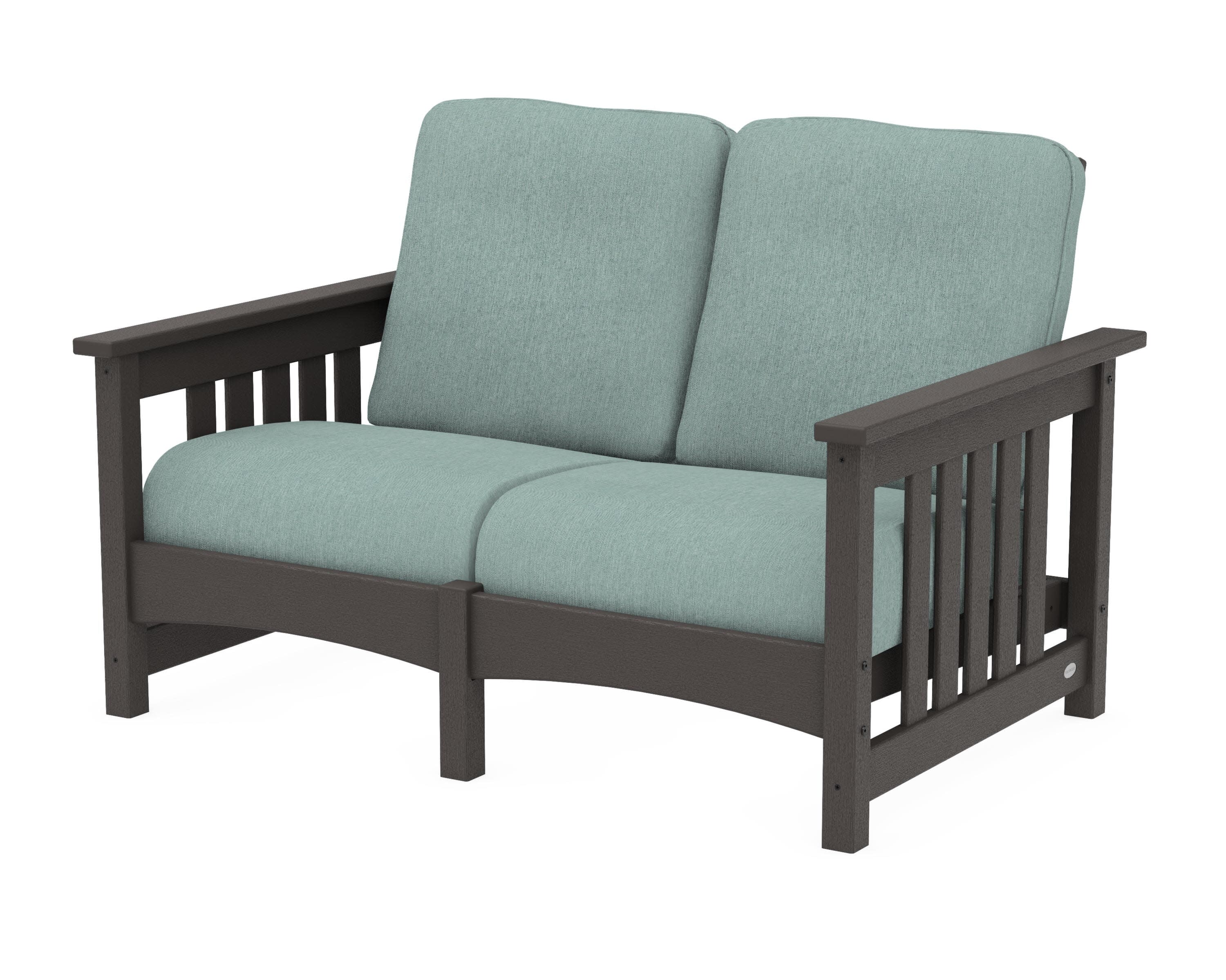 Club Mission Loveseat in Vintage Coffee / Glacier Spa