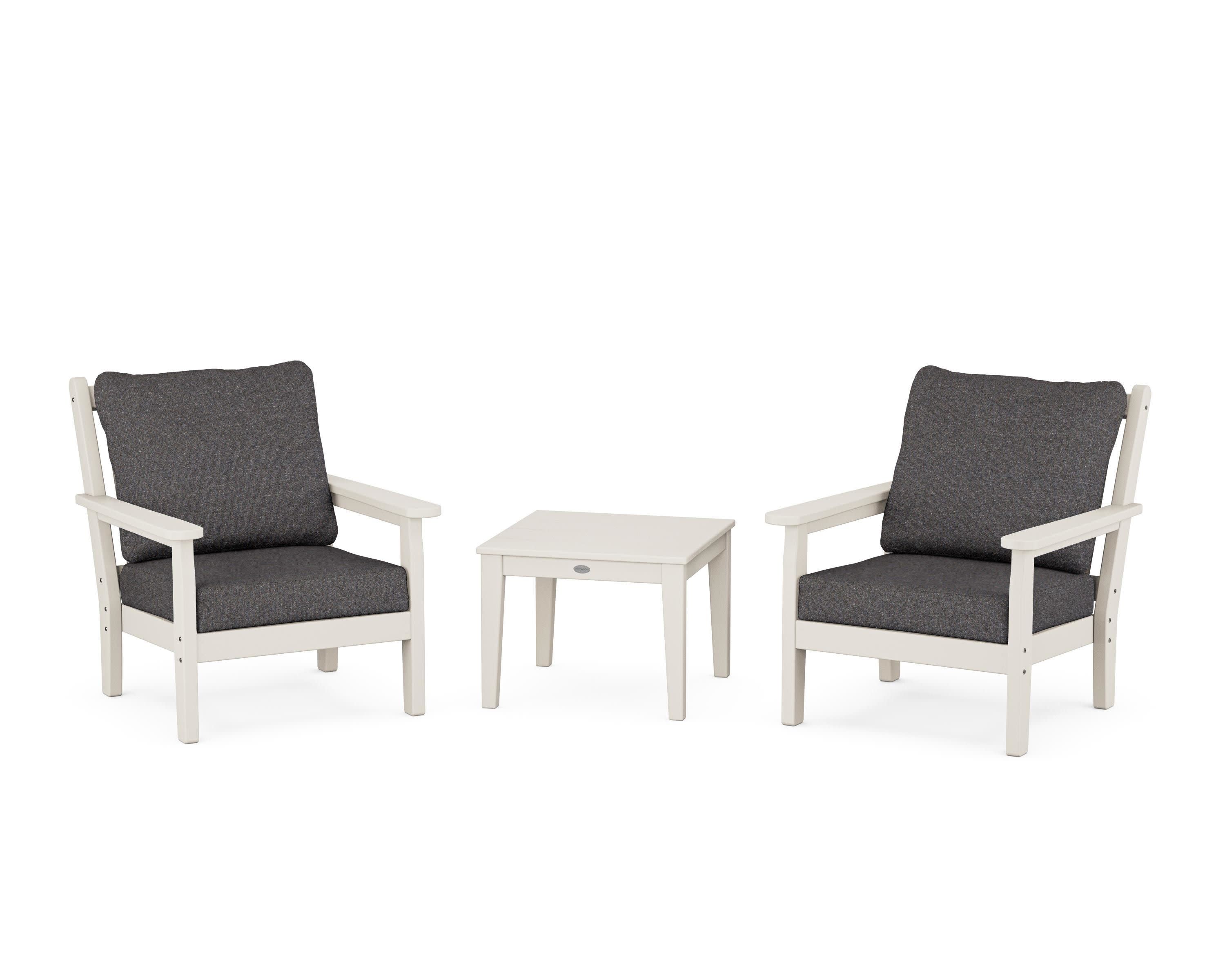 Chippendale 3-Piece Deep Seating Set in Sand / Ash Charcoal