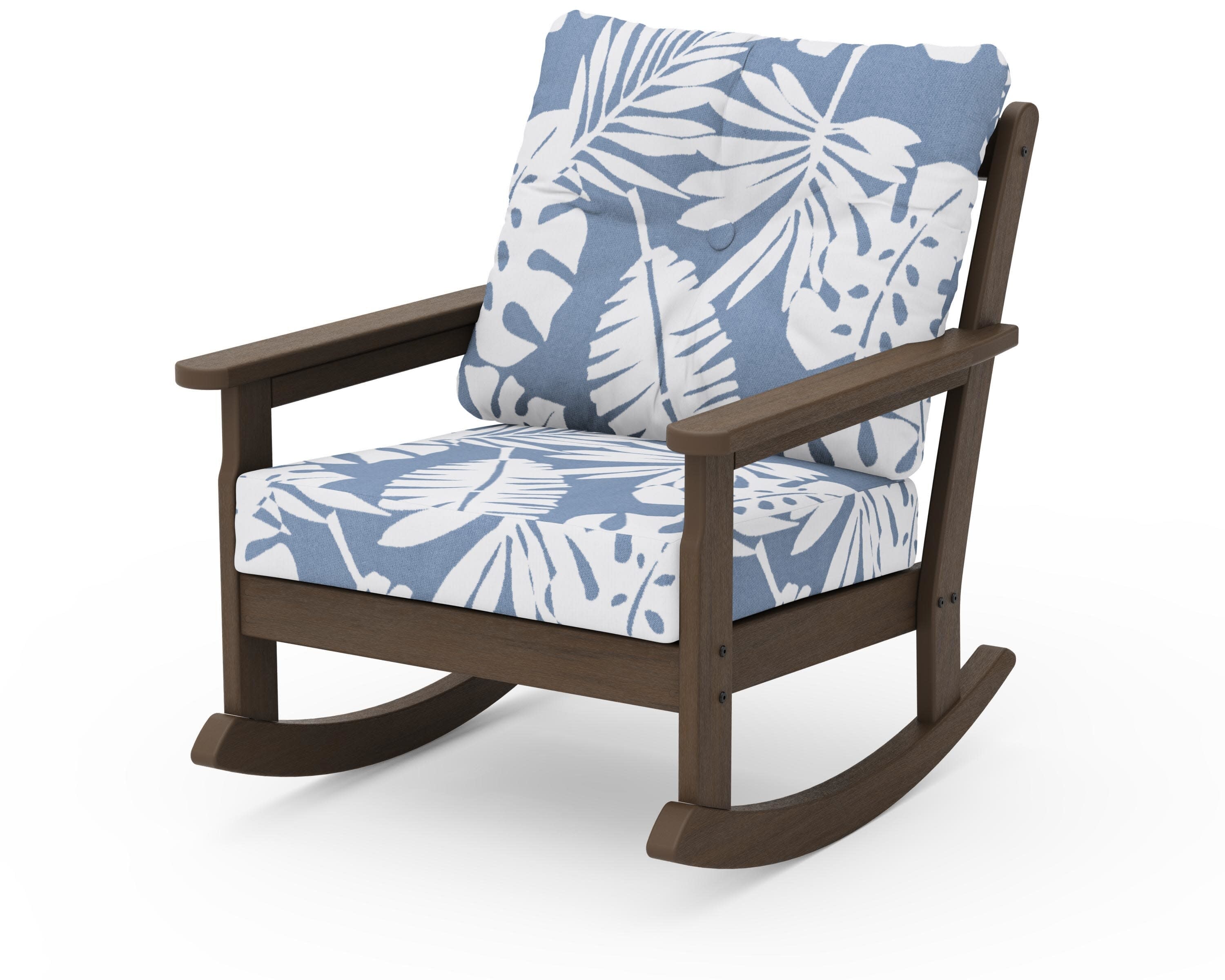 Vineyard Deep Seating Rocking Chair in Kona / Leaf Sky Blue