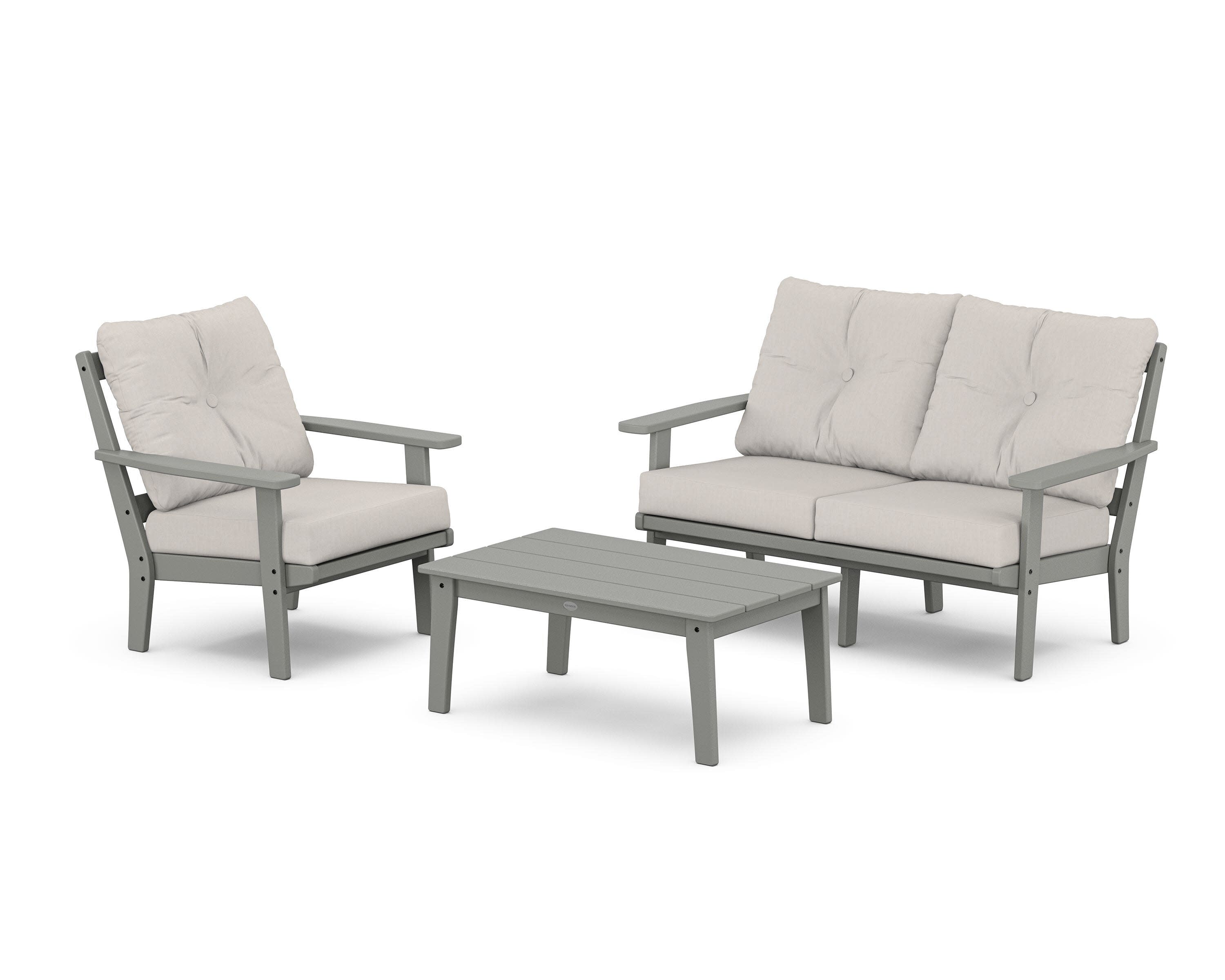 Prairie 3-Piece Deep Seating Set with Loveseat in Slate Grey / Cast Ash