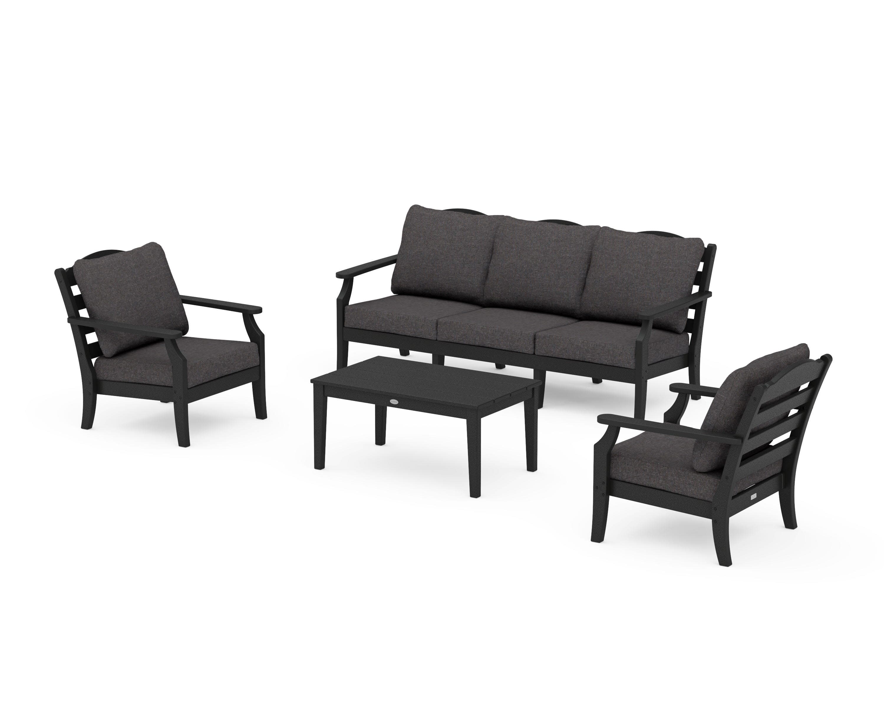 Savannah 4-Piece Deep Seating Set with Sofa in Black / Ash Charcoal