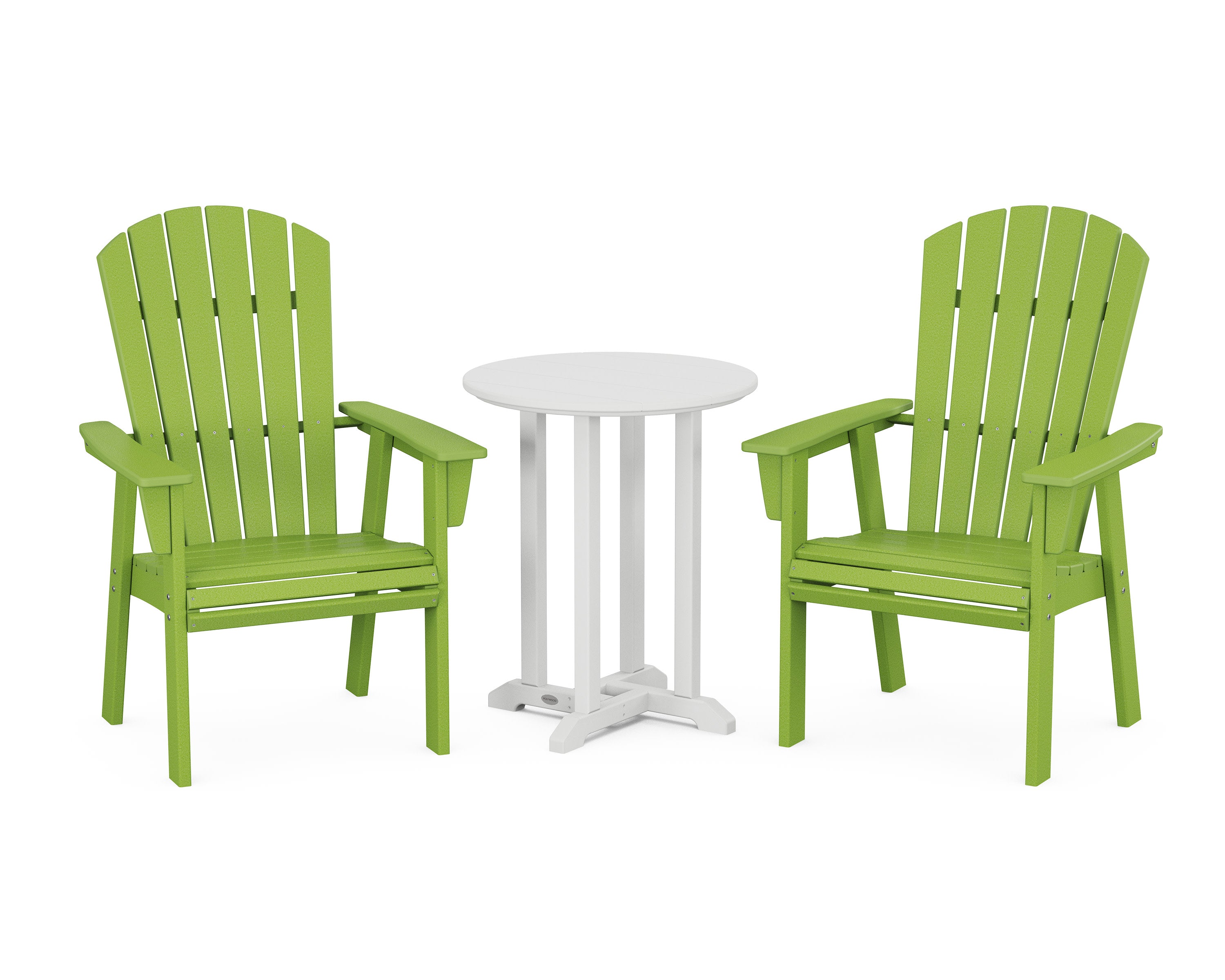 Nautical Adirondack 3-Piece Round Bistro Dining Set in Lime / White