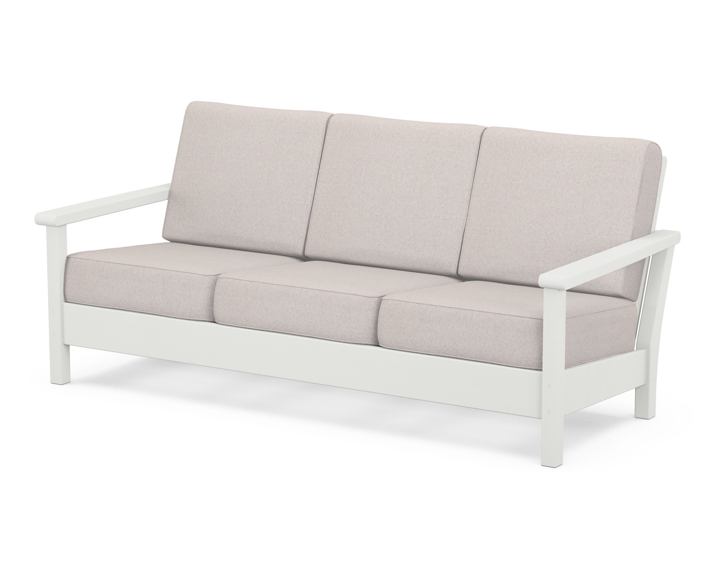 Harbour Deep Seating Sofa in Vintage White / Dune Burlap
