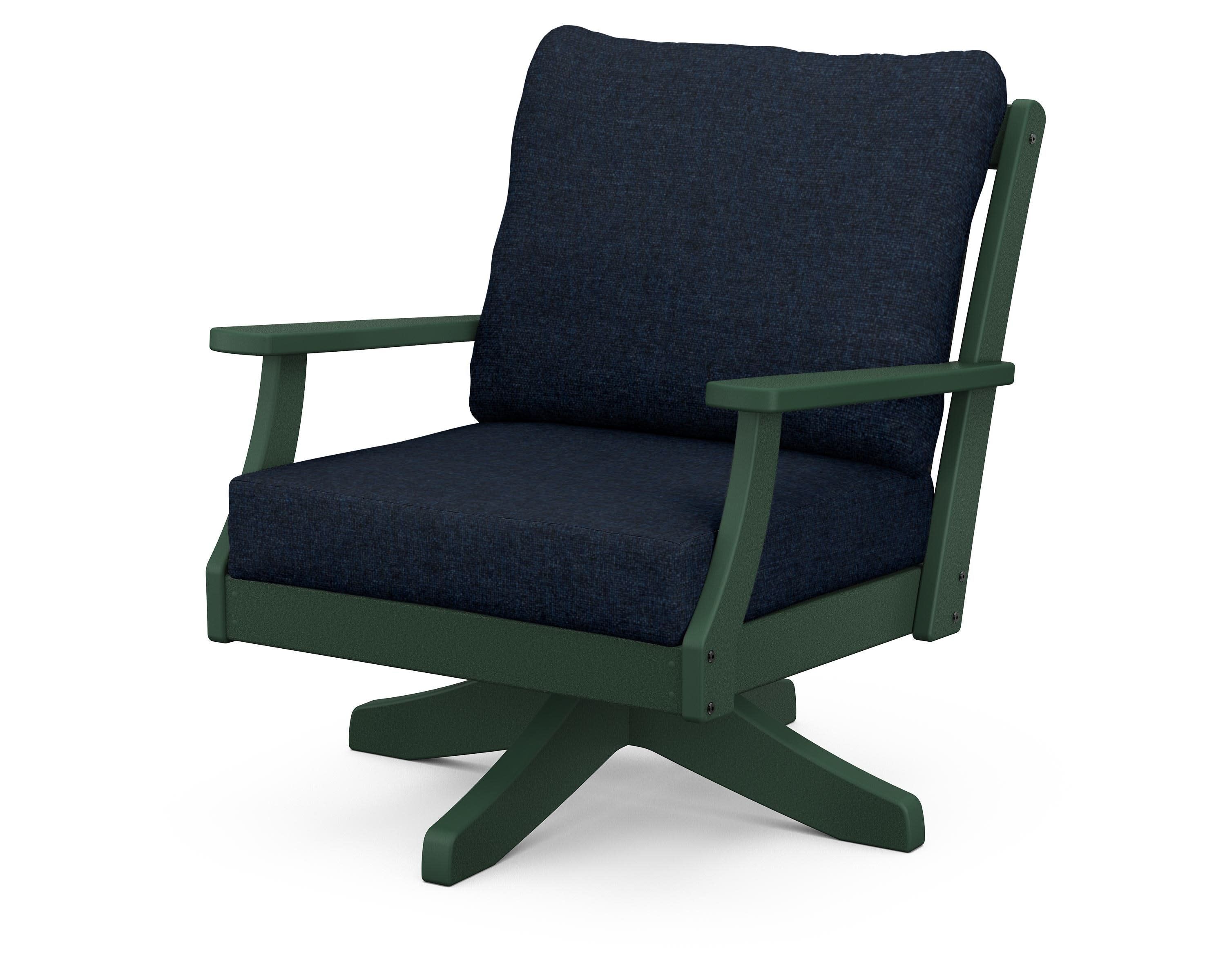 Braxton Deep Seating Swivel Chair in Green / Marine Indigo