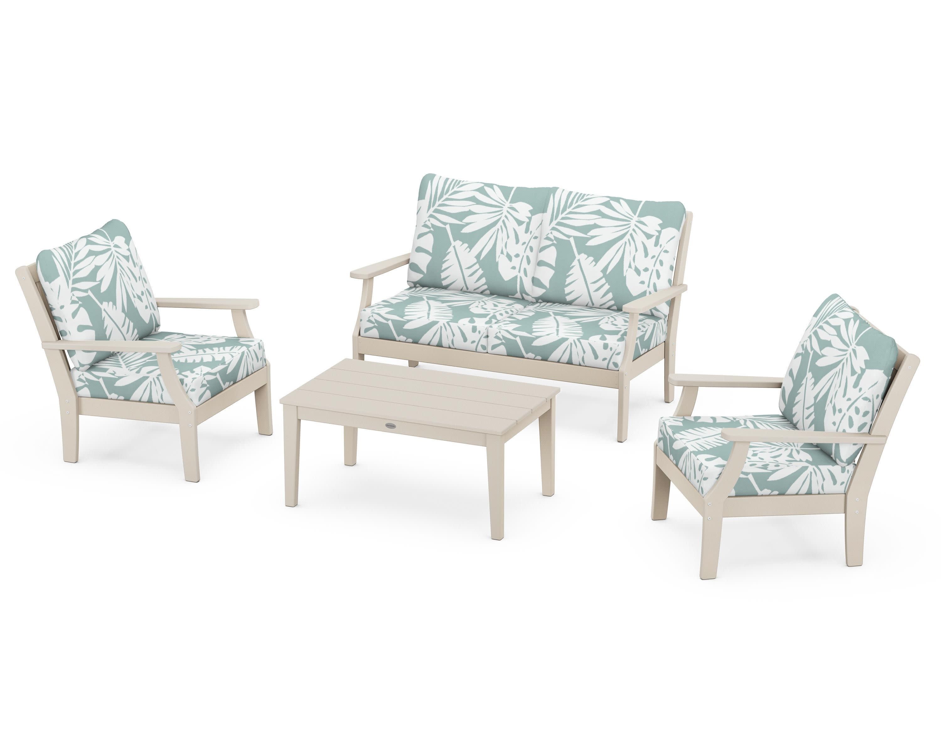 Braxton 4-Piece Deep Seating Chair Set in Sand / Leaf Glacier Spa