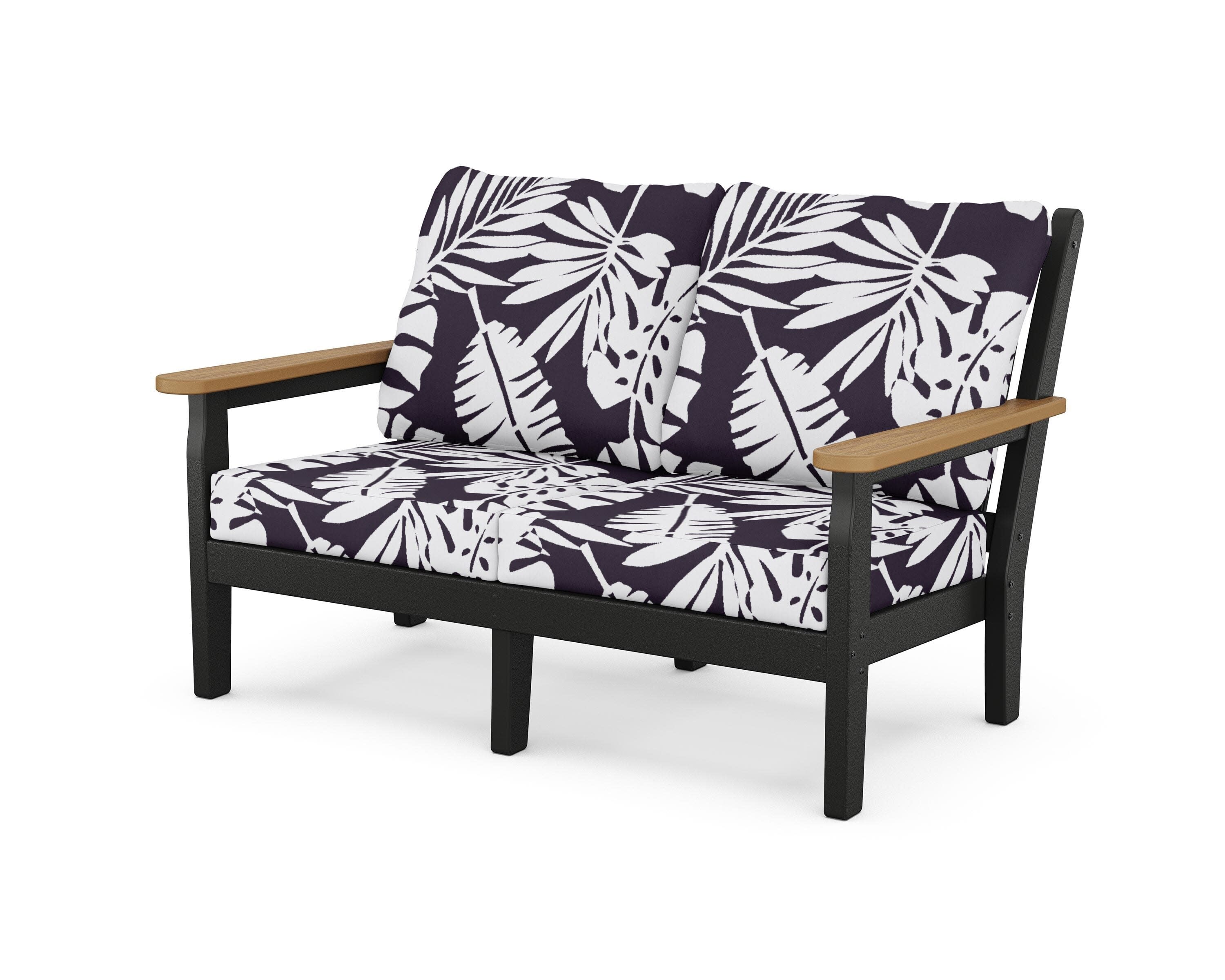 Chippendale Deep Seating Loveseat in Black / Natural / Leaf Navy