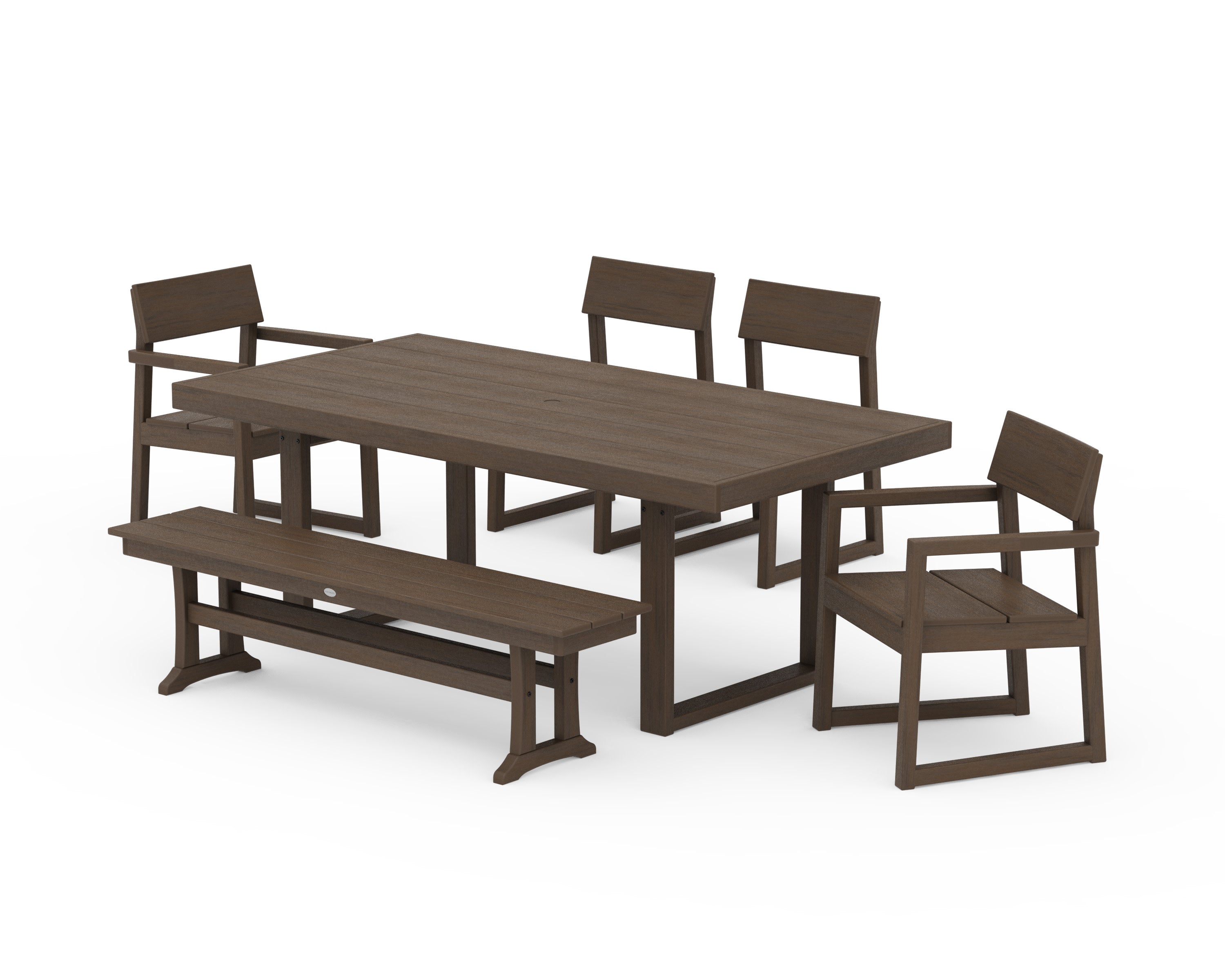 EDGE 6-Piece Dining Set with Bench in Kona