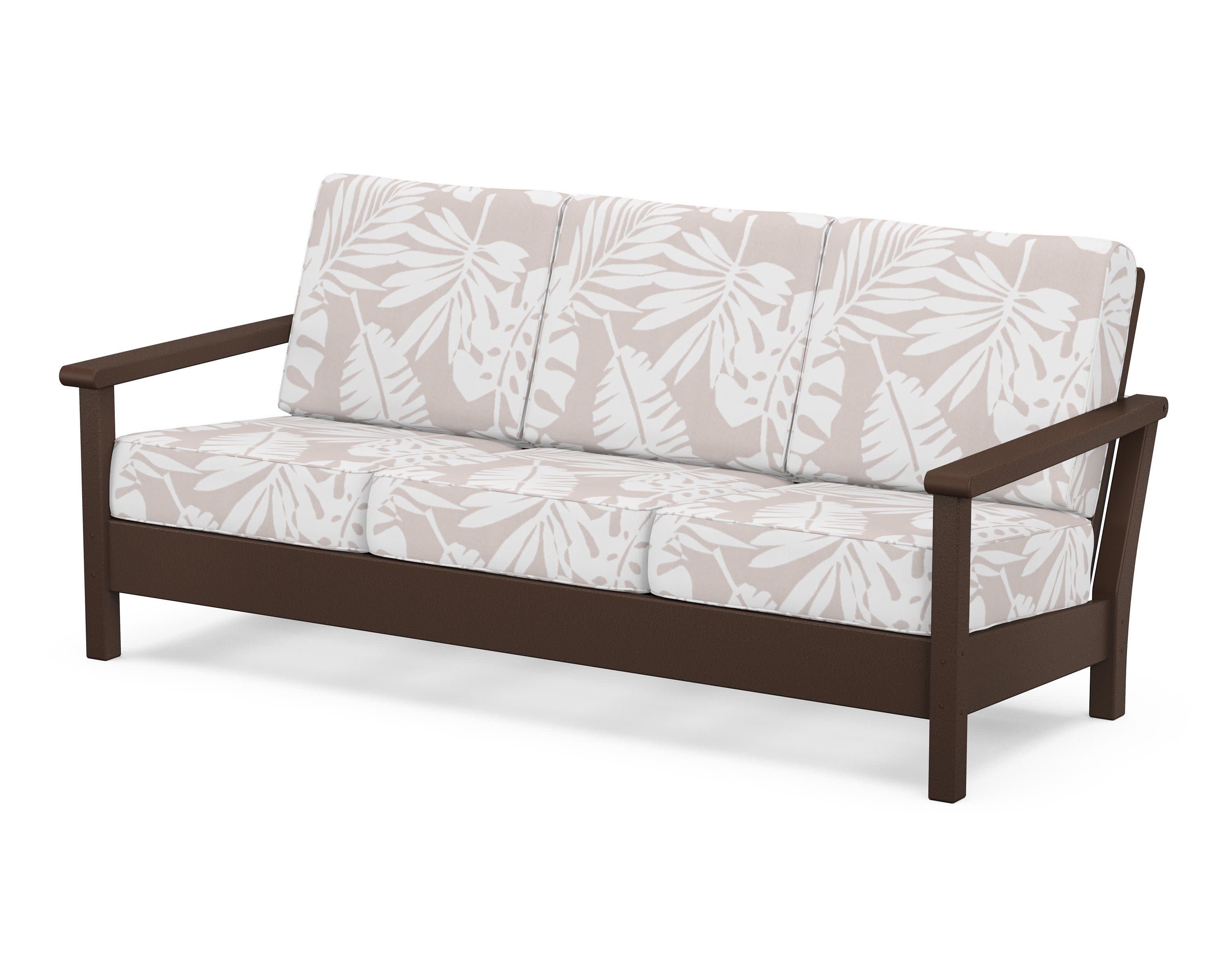Harbour Deep Seating Sofa in Mahogany / Leaf Dune Burlap