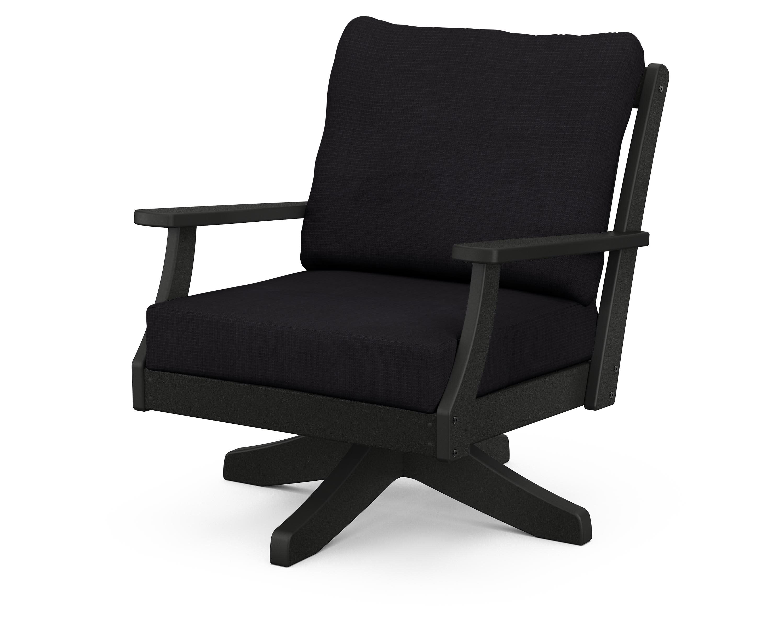 Braxton Deep Seating Swivel Chair in Black / Midnight Linen
