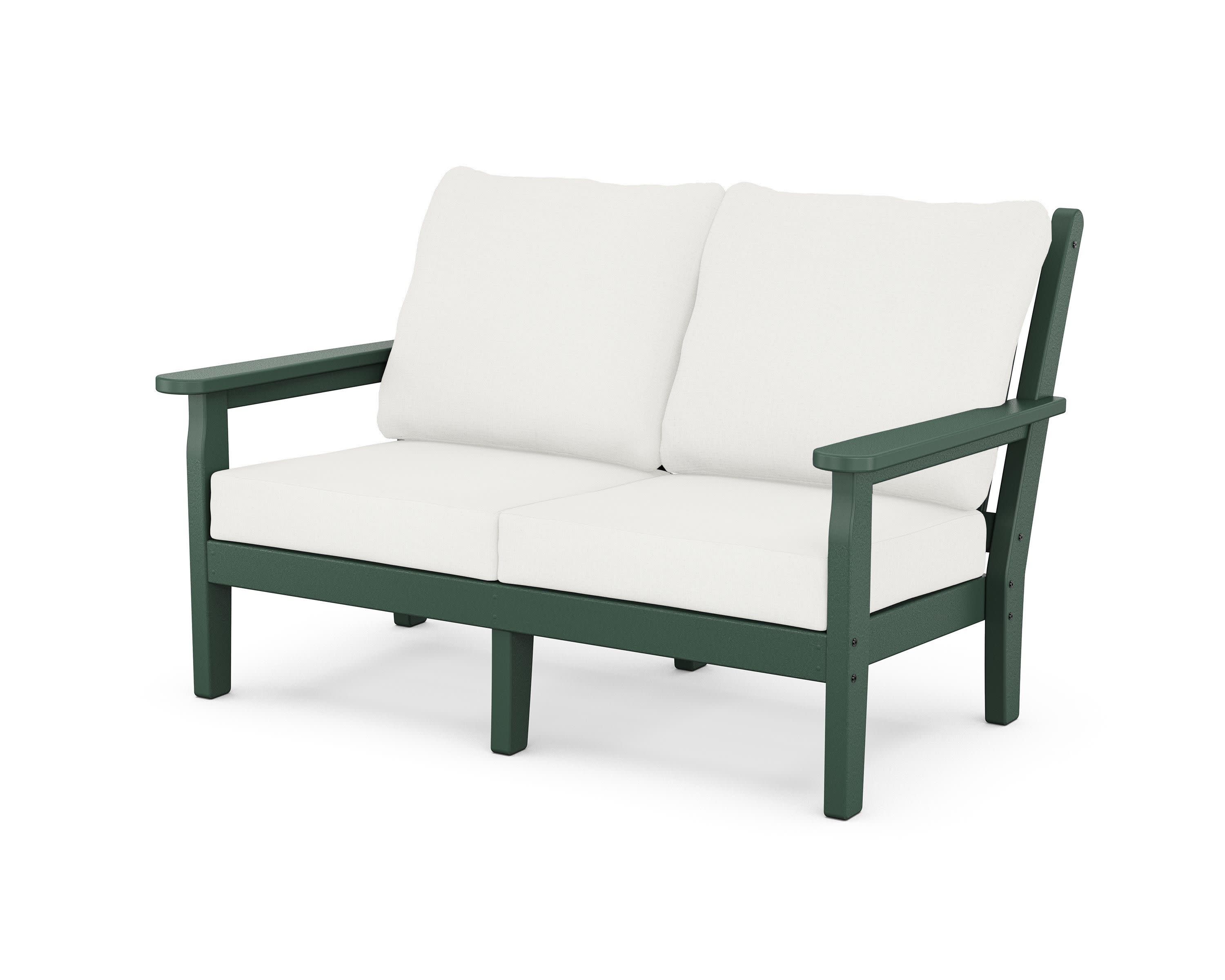 Chippendale Deep Seating Loveseat in Green / Natural Linen