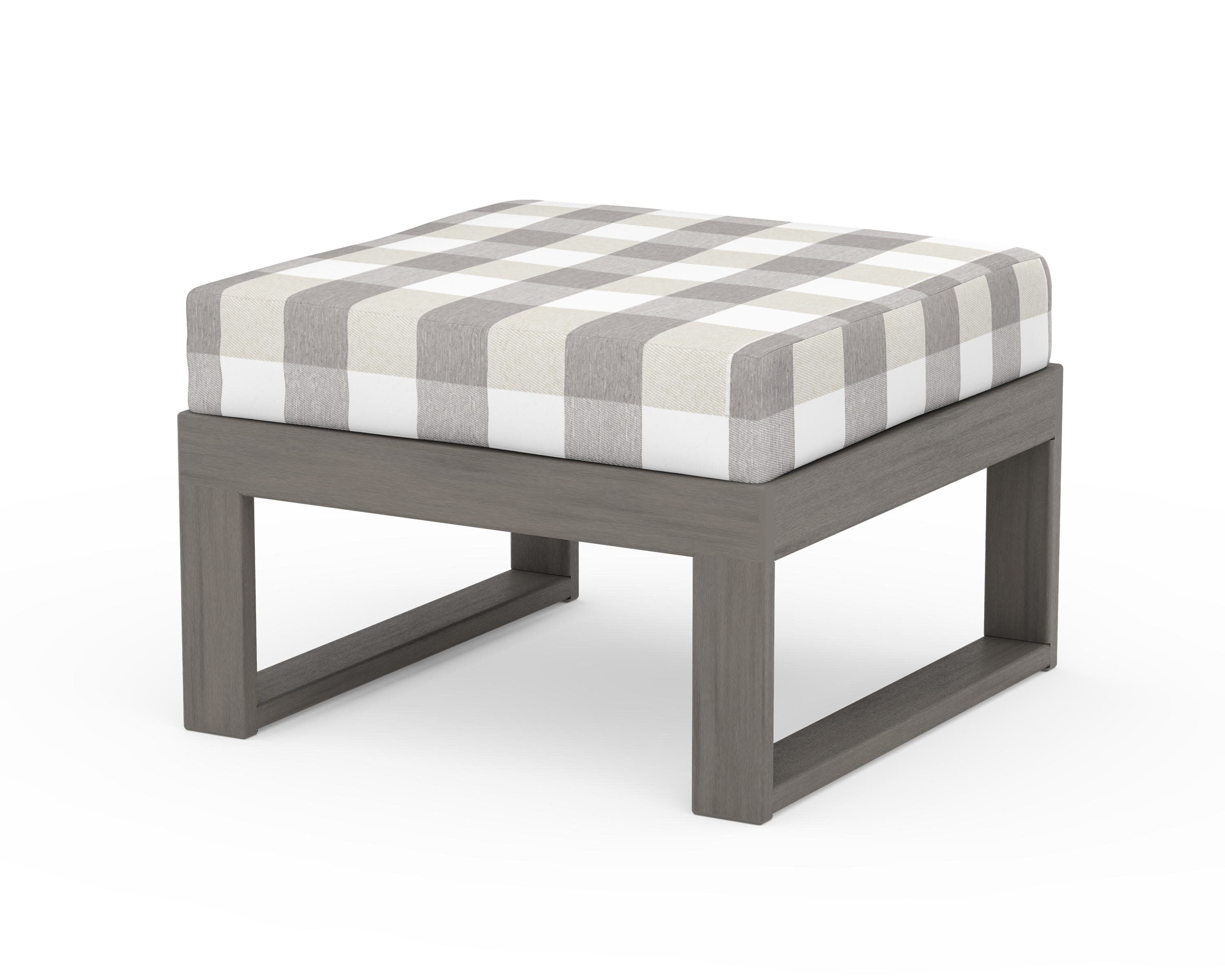 Modular Ottoman - Modern in Driftwood / Buffalo Plaid Grey Mist