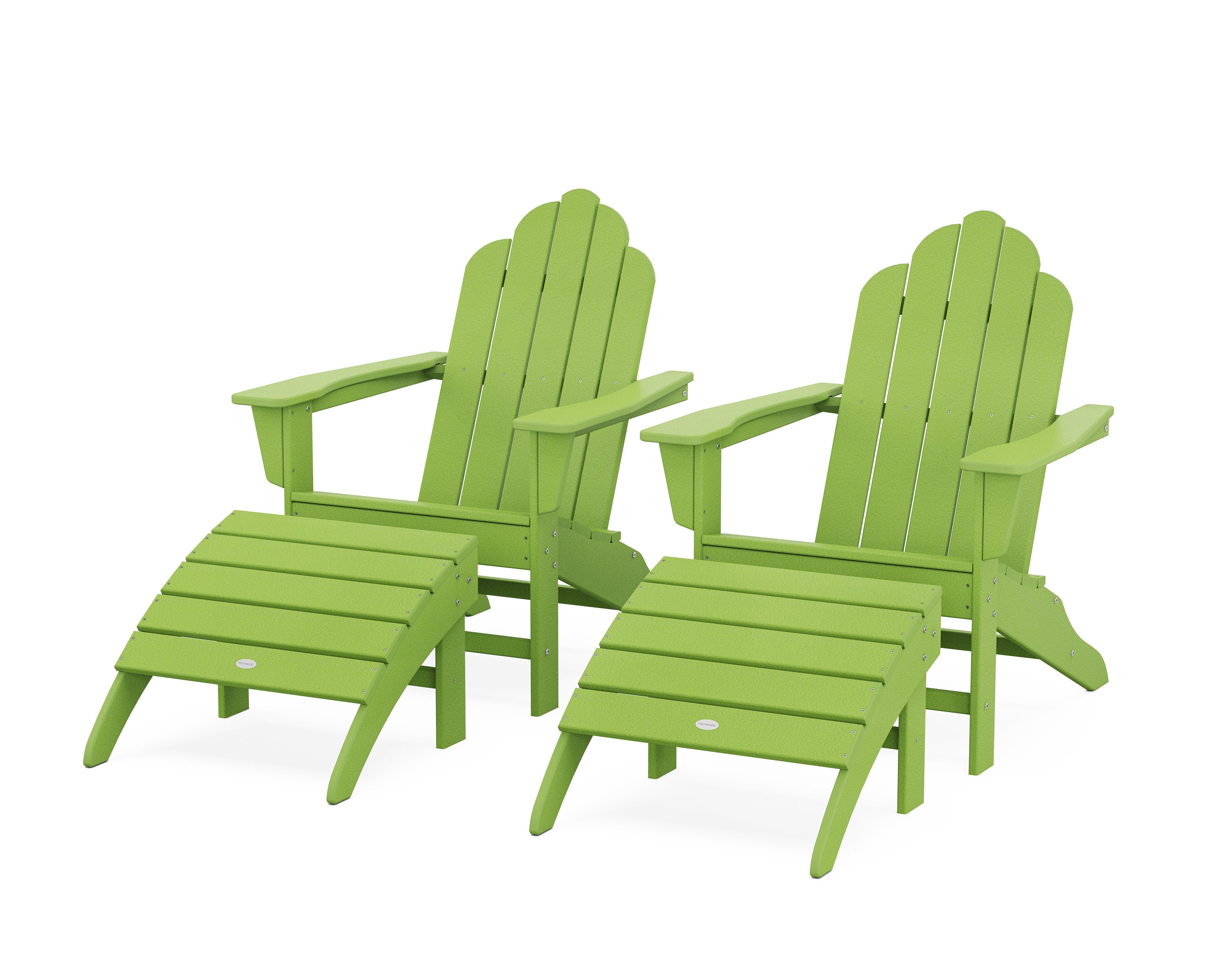 Long Island Adirondack Chair 4-Piece Set with Ottomans in Lime