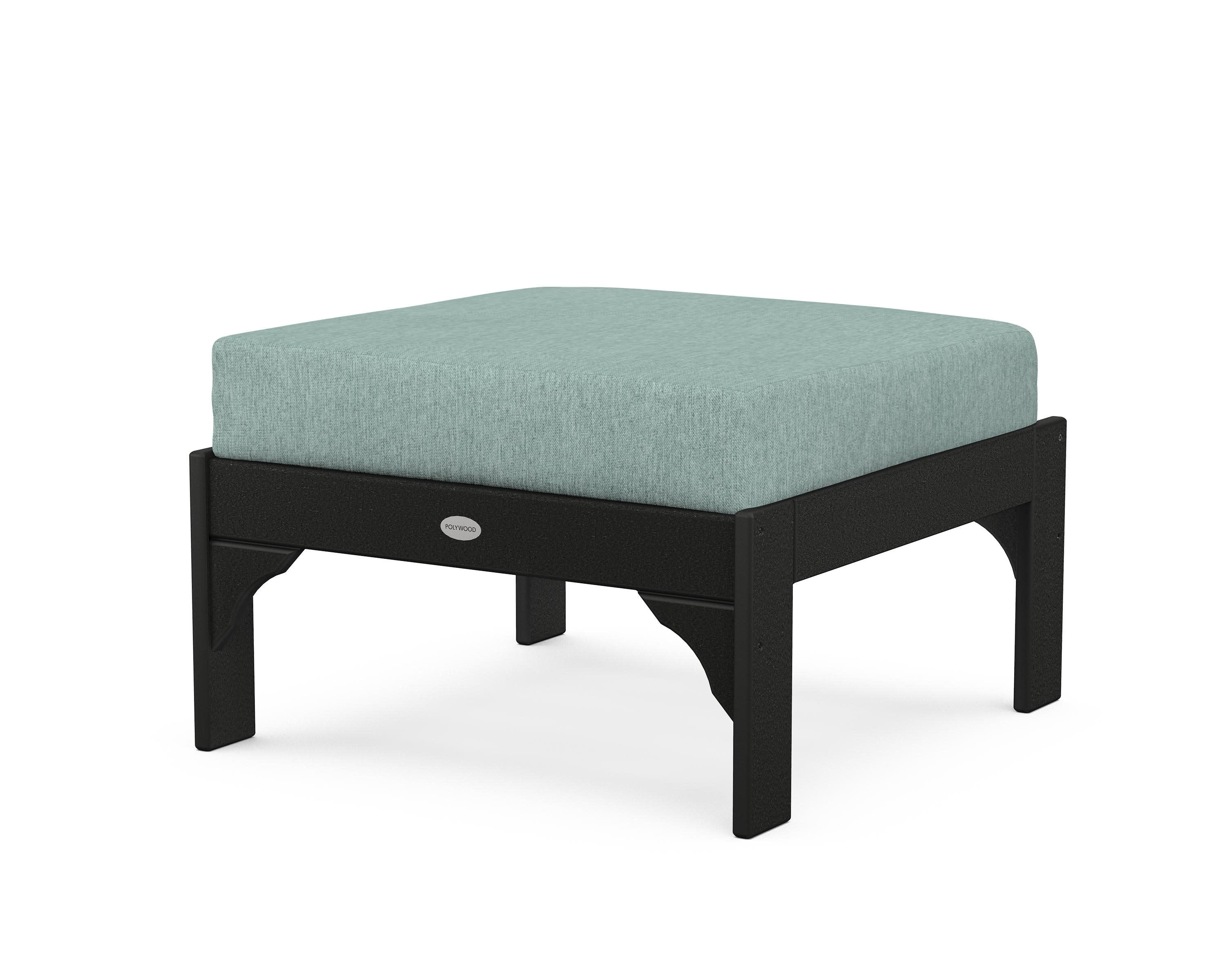 Vineyard Deep Seating Ottoman in Black / Glacier Spa