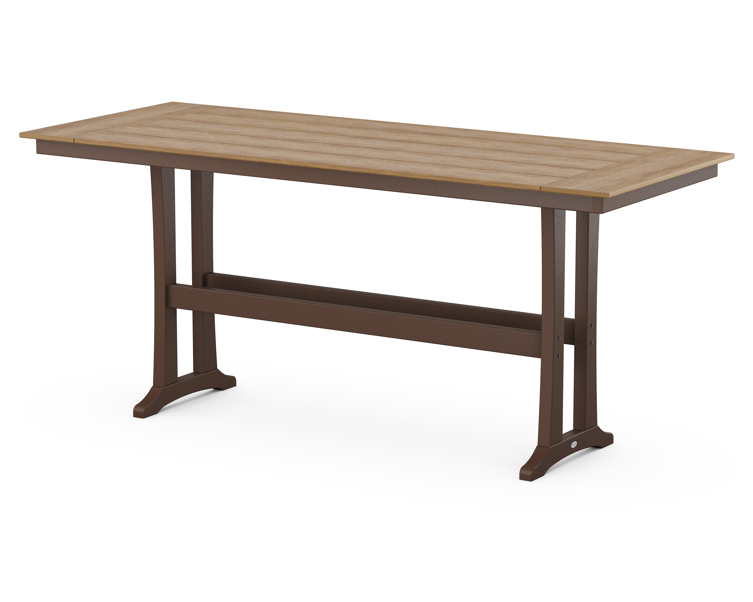 Farmhouse Trestle 38" x 96" Bar Table in Mahogany / Natural