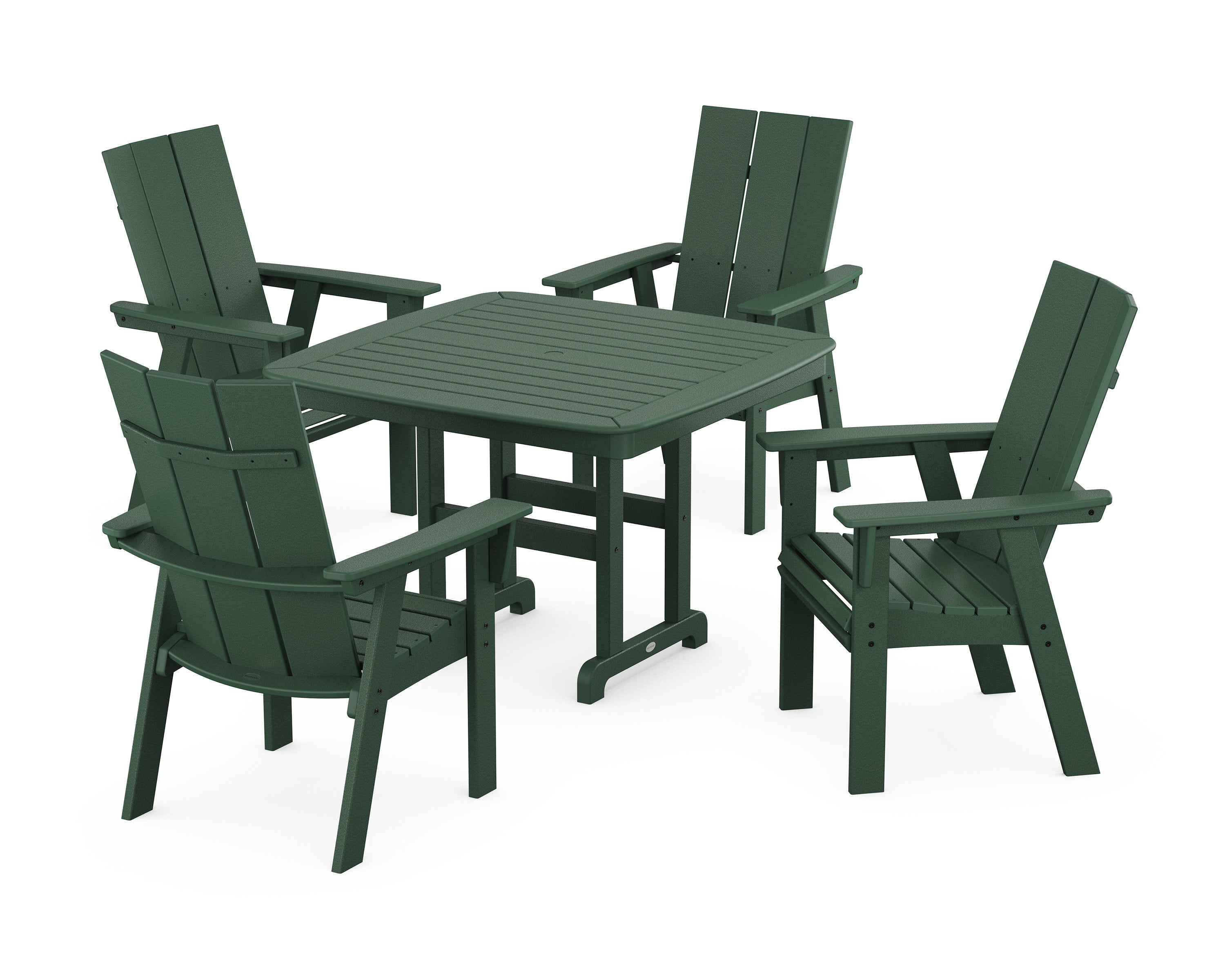 Modern Curveback Adirondack 5-Piece Dining Set in Green
