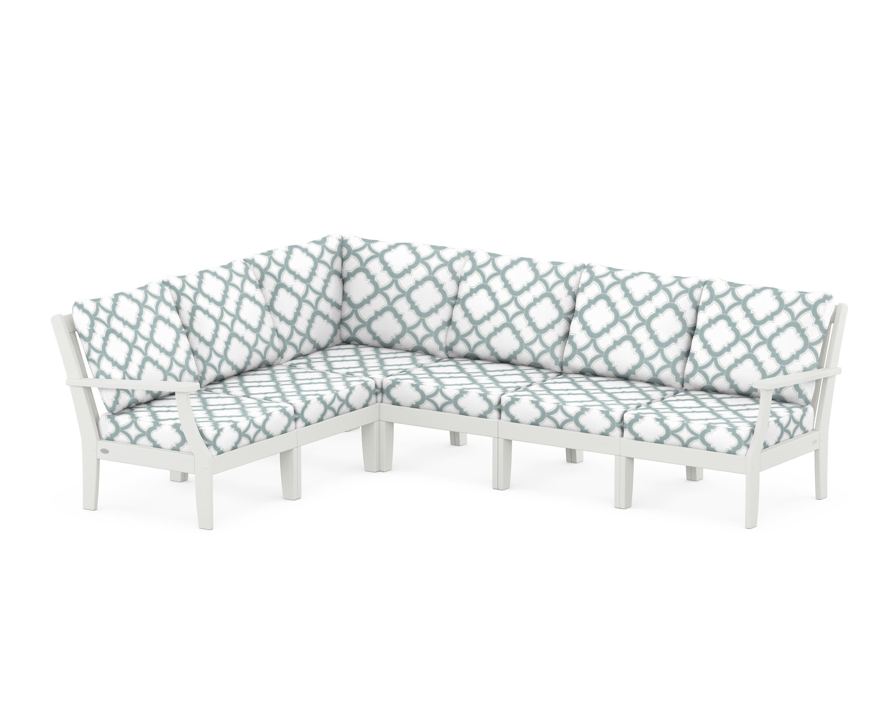 Braxton Modular 6-Piece Deep Seating Set in Vintage White / Trellis Glacier Spa