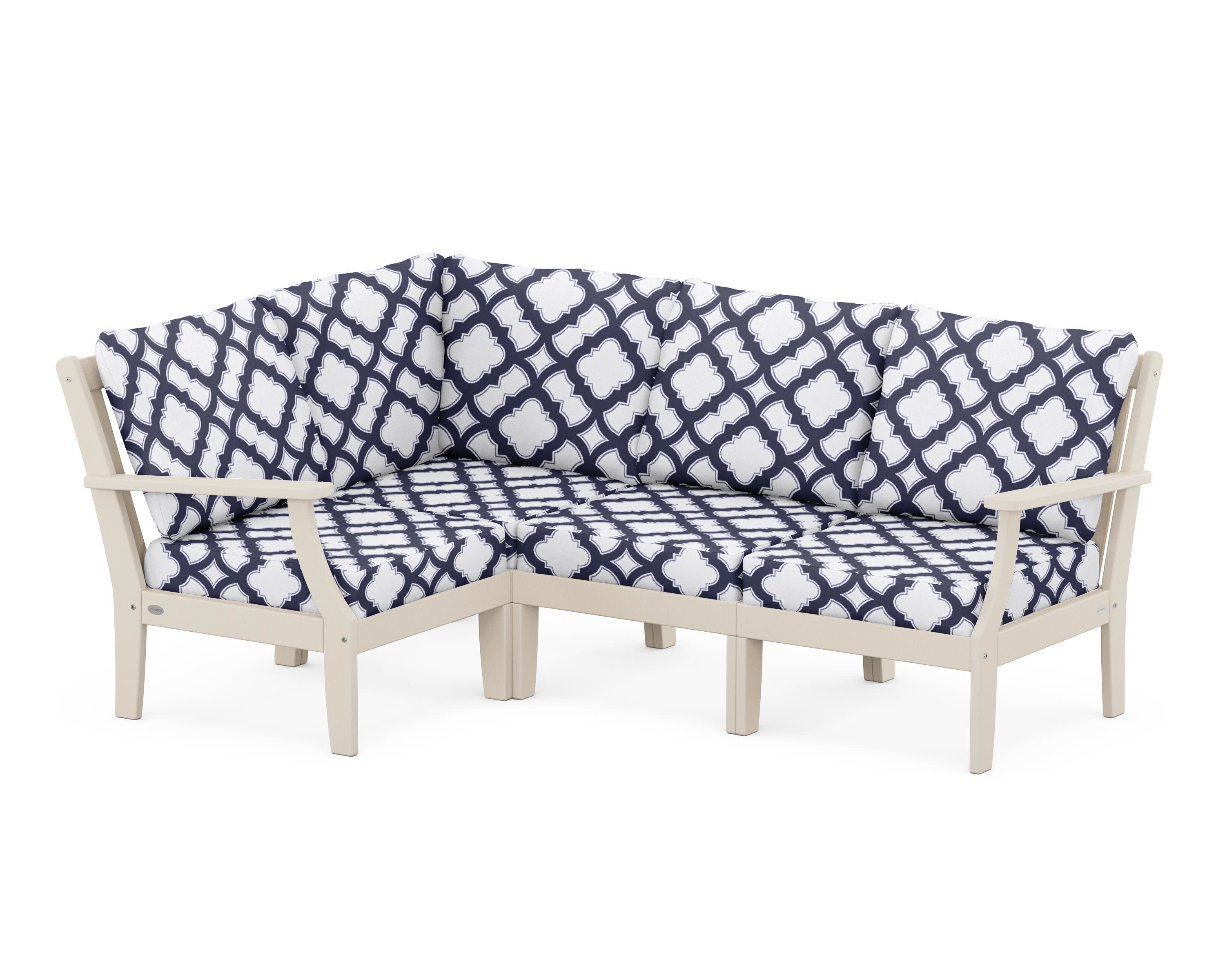 Braxton Modular 4-Piece Deep Seating Set in Sand / Trellis Navy