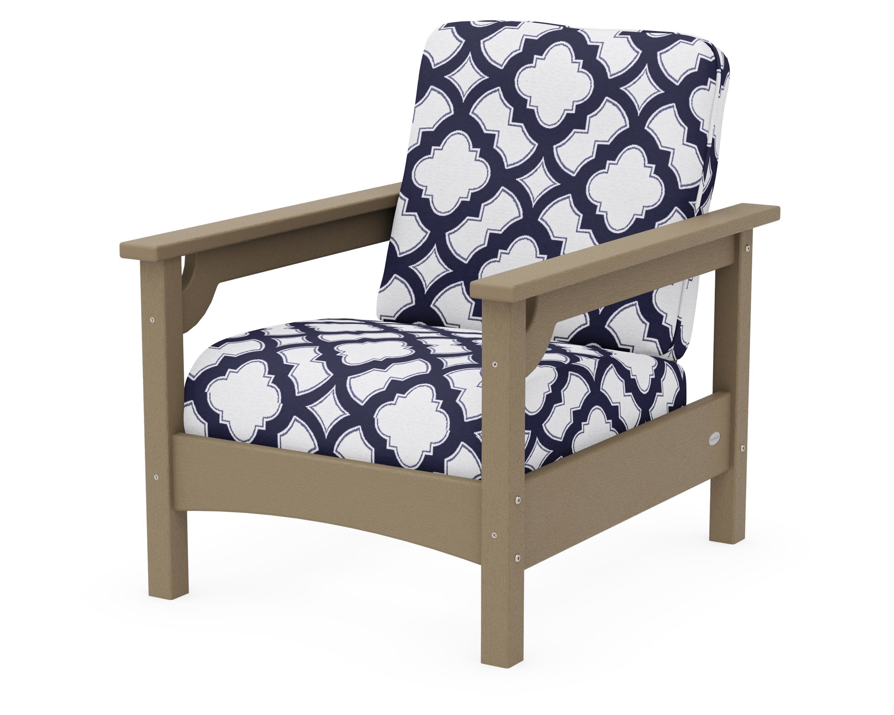 Club Chair in Vintage Sahara / Trellis Navy
