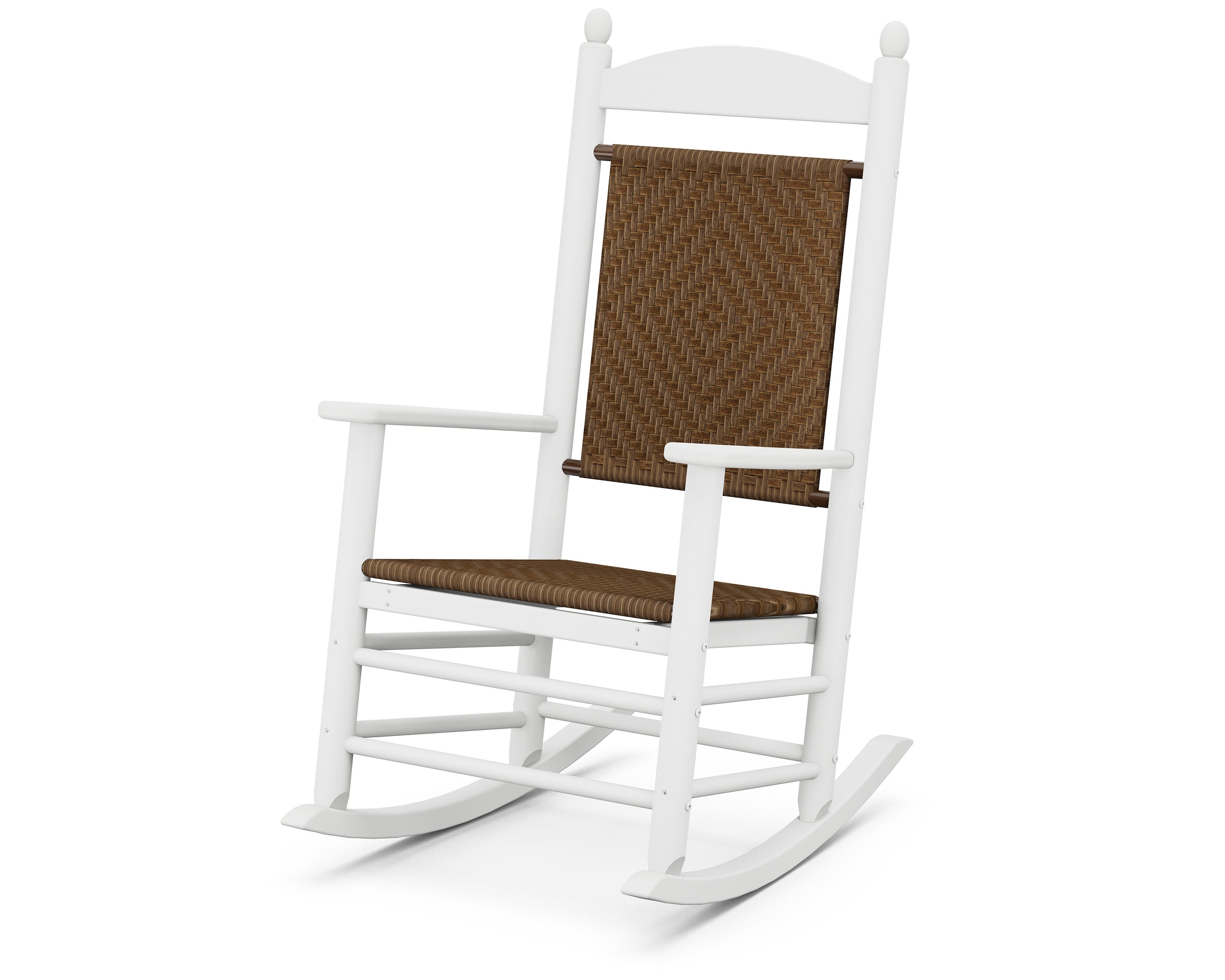 Jefferson Woven Rocking Chair in White / Tigerwood
