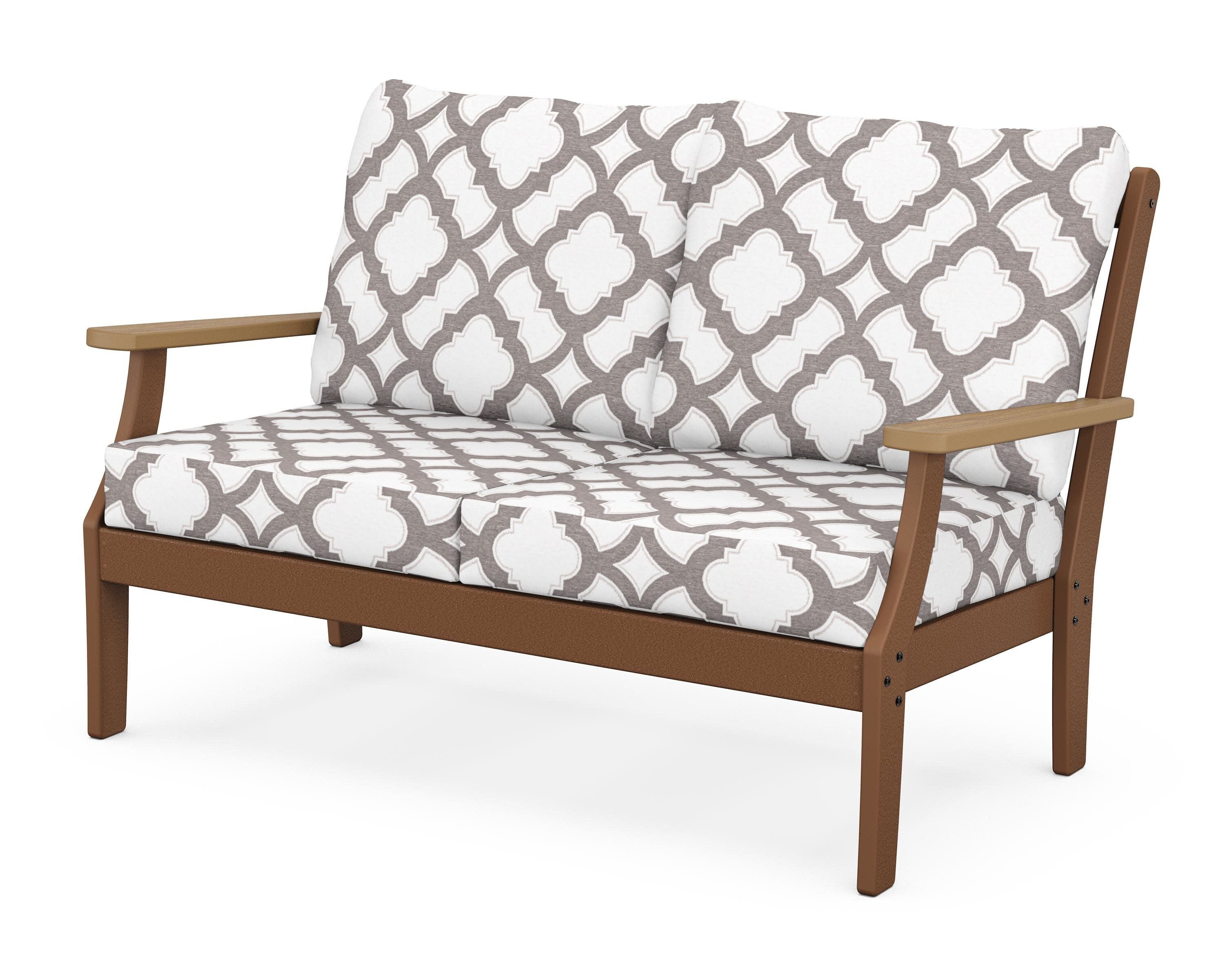 Braxton Deep Seating Loveseat in Teak / Natural / Trellis Grey Mist