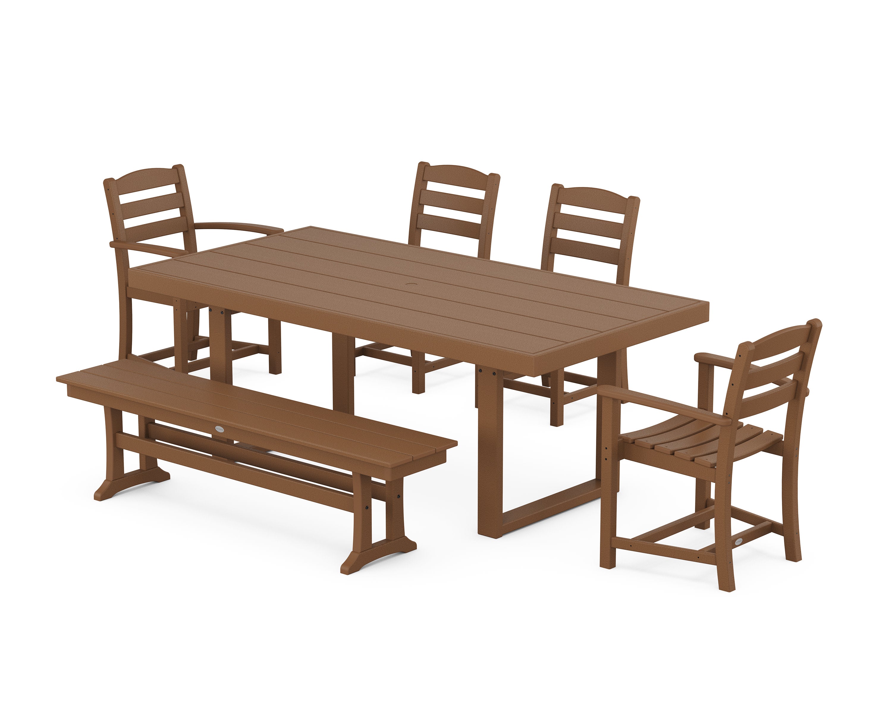 La Casa Caf 6-Piece Dining Set with Bench in Teak