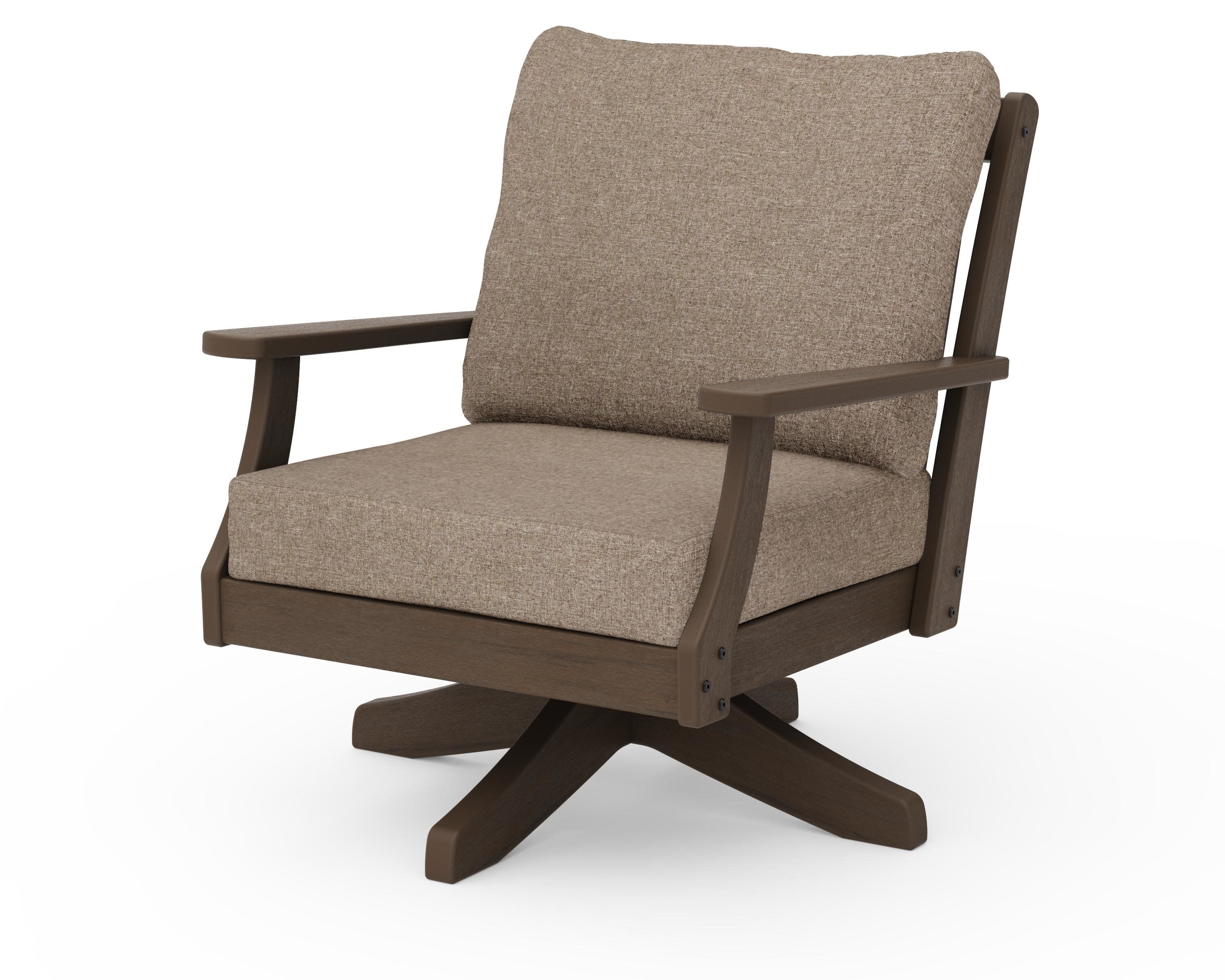 Braxton Deep Seating Swivel Chair in Kona / Spiced Burlap