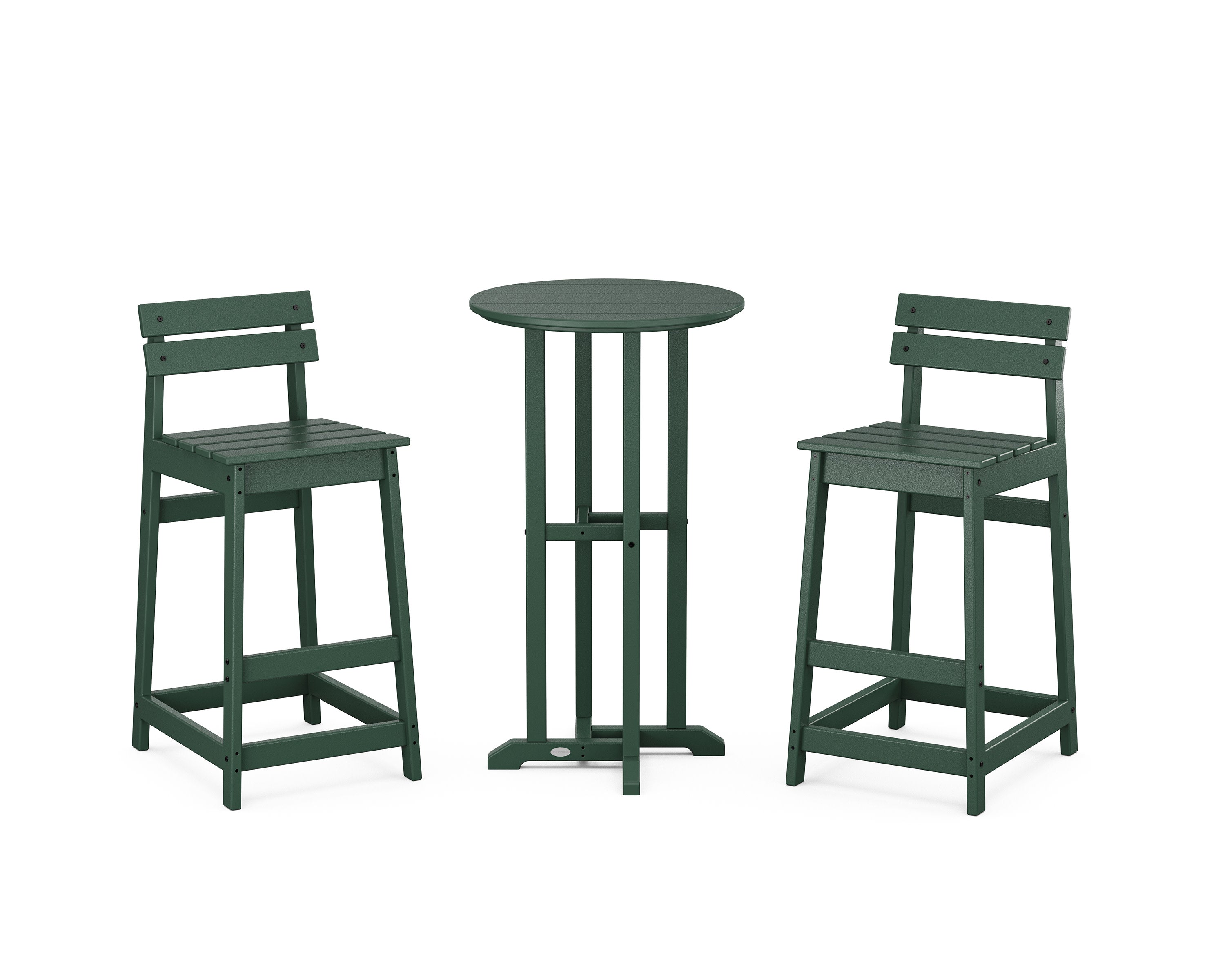 Modern Studio Plaza Lowback Bar Chair 3-Piece Bistro Set in Green