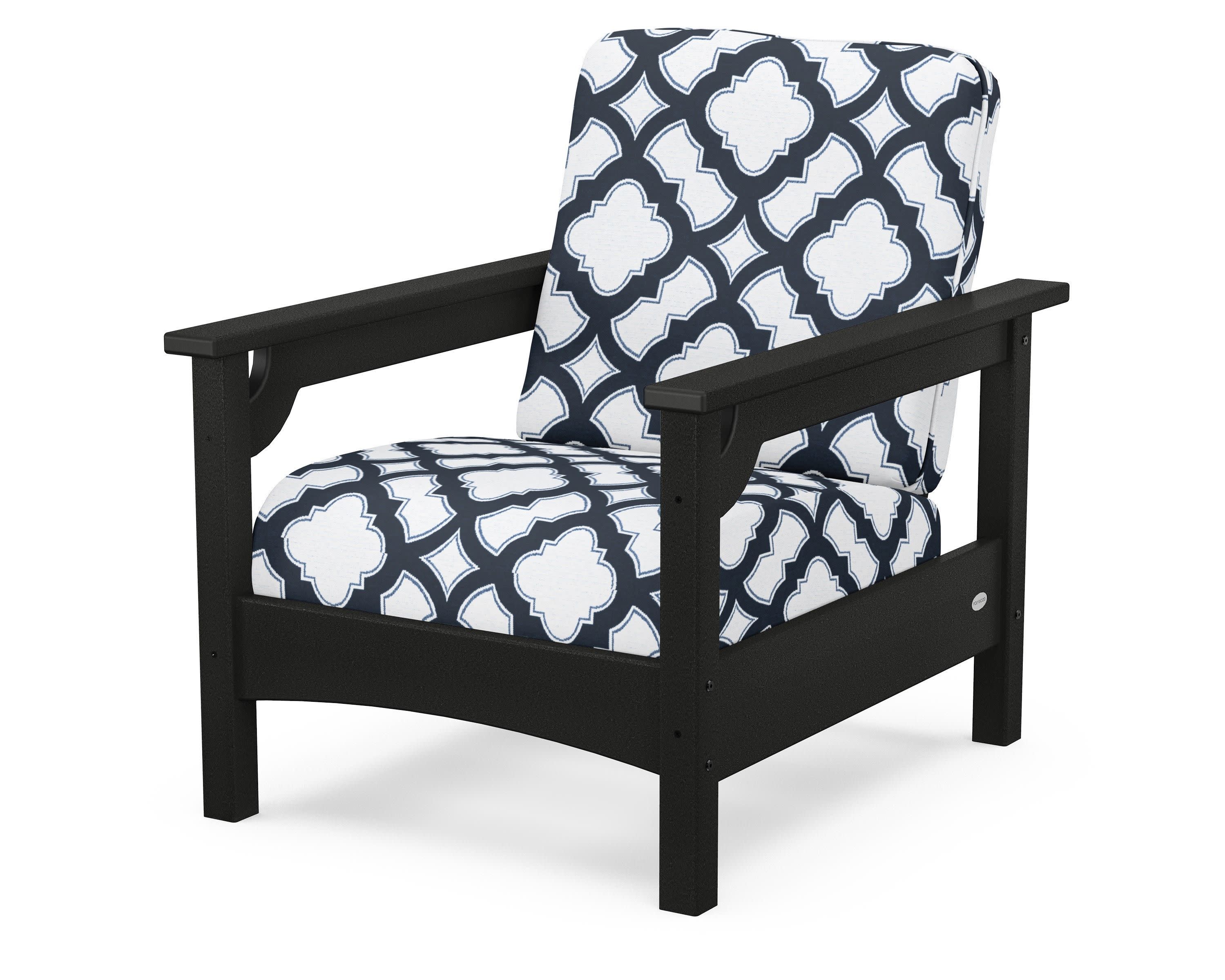 Club Chair in Black / Trellis Marine Indigo