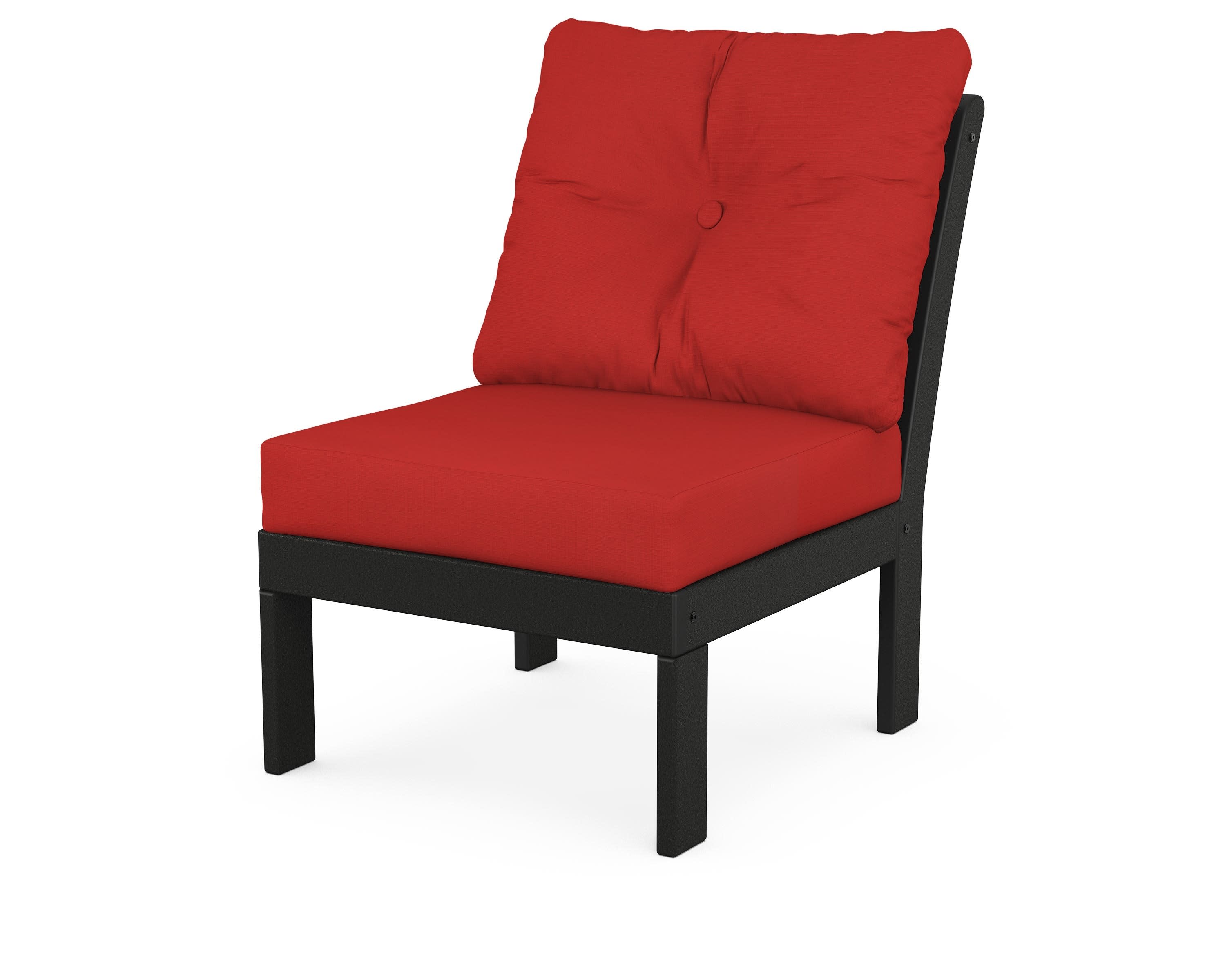 Vineyard Modular Armless Chair in Black / Crimson Linen
