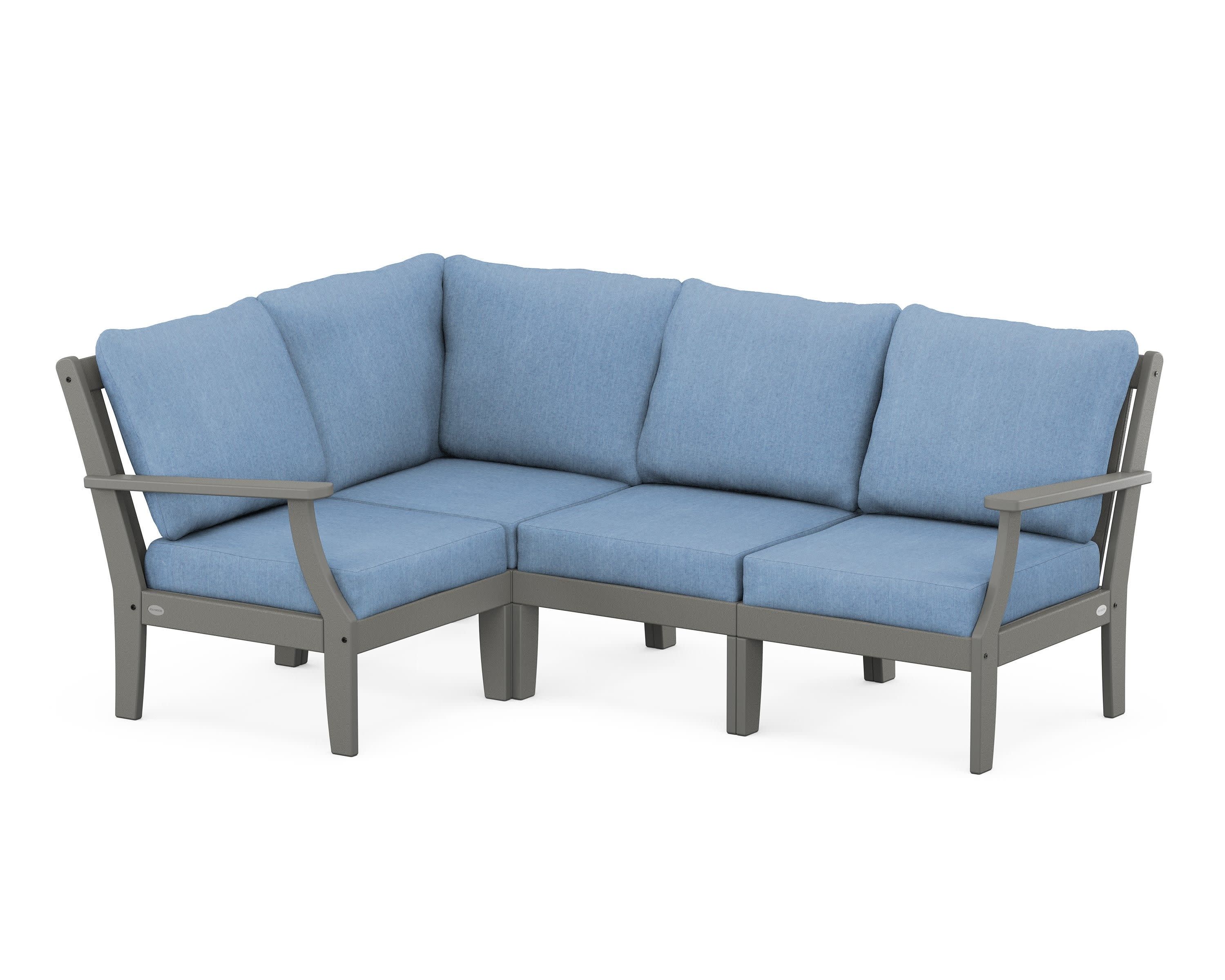 Braxton Modular 4-Piece Deep Seating Set in Slate Grey / Sky Blue