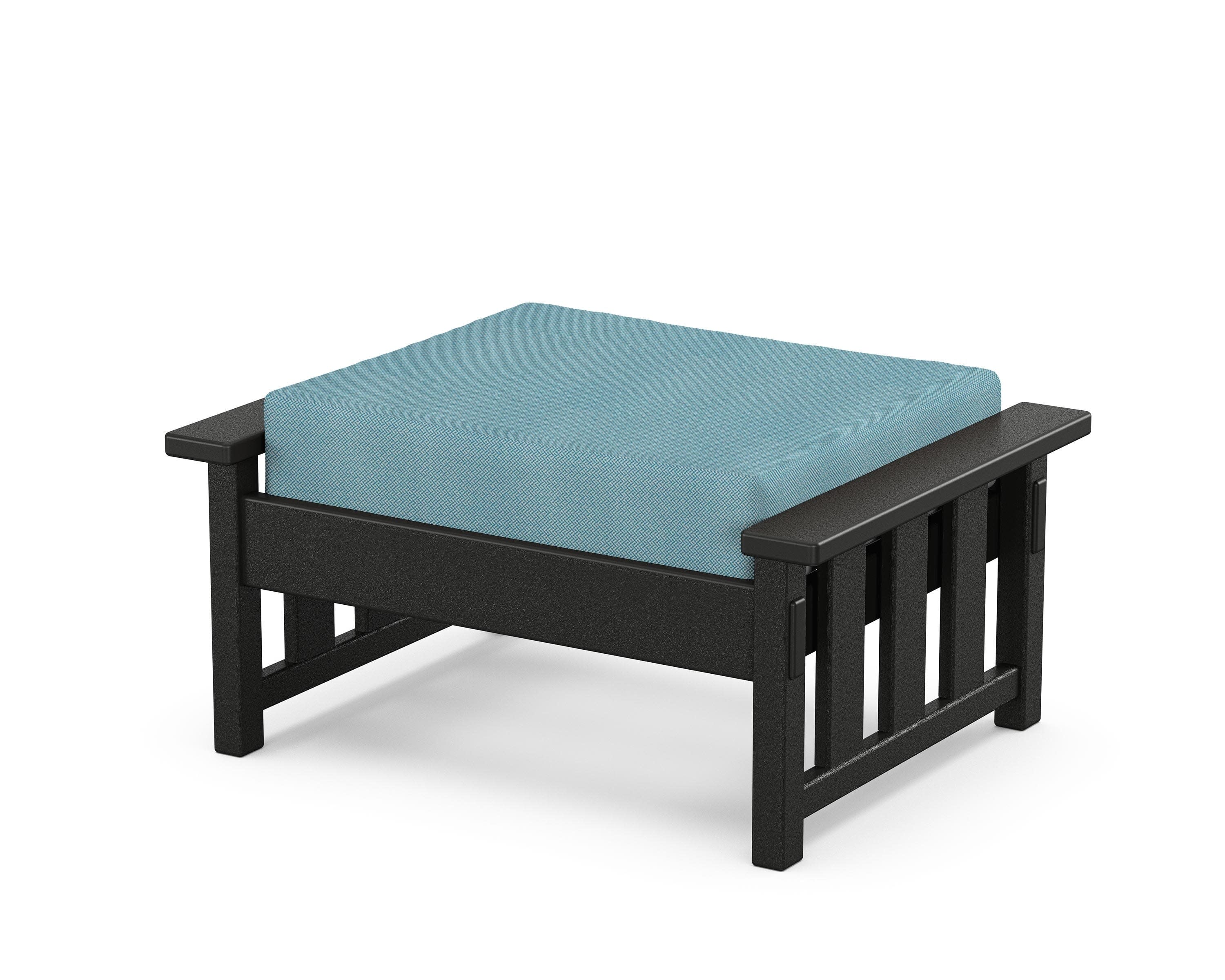 Acadia Deep Seating Ottoman in Black / Lattice Sky Blue