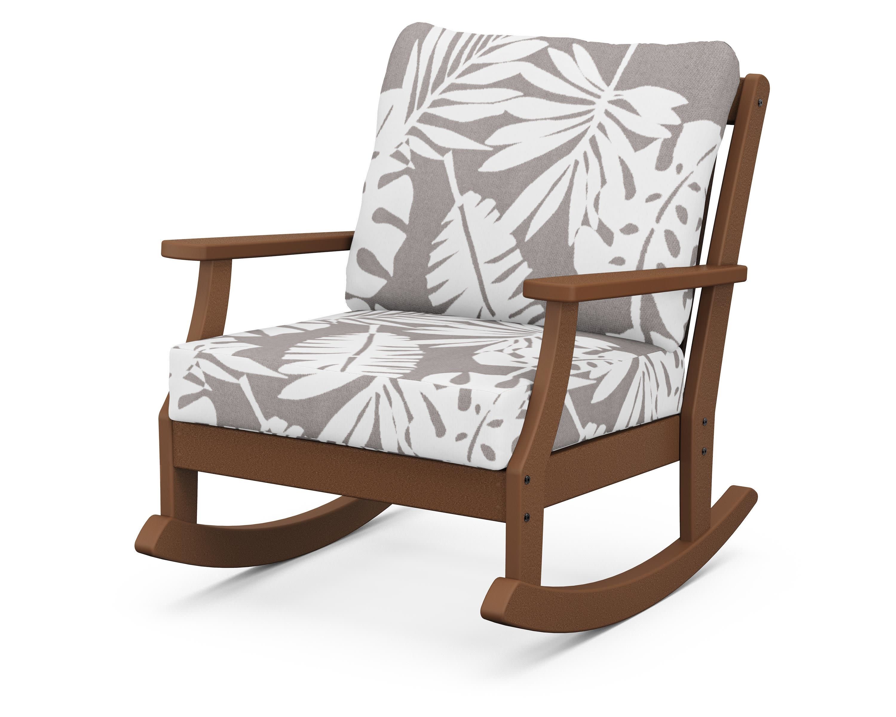Braxton Deep Seating Rocking Chair in Teak / Leaf Grey Mist