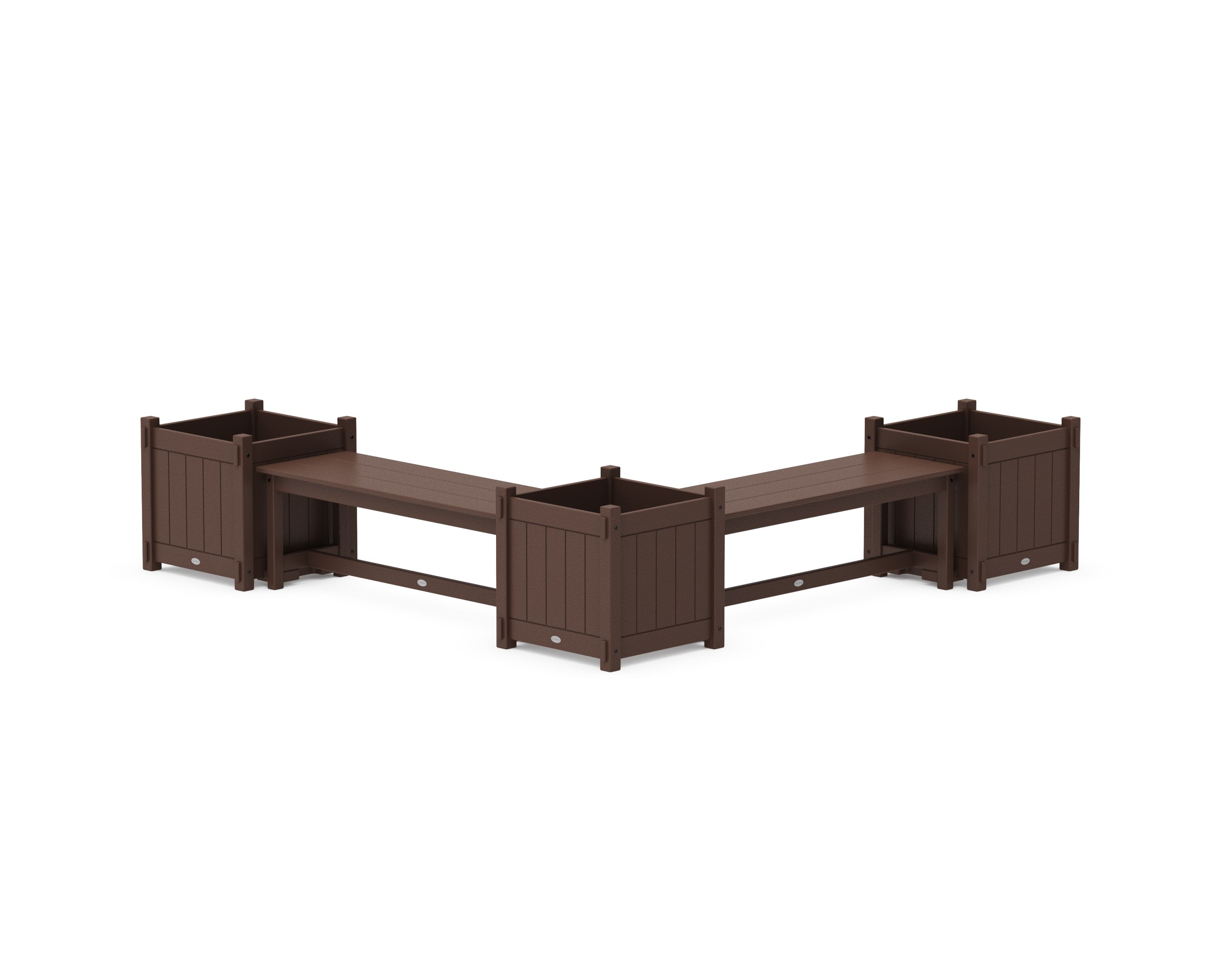 48" Vineyard L- Shaped Planter Bench Corner Set - Large in Mahogany