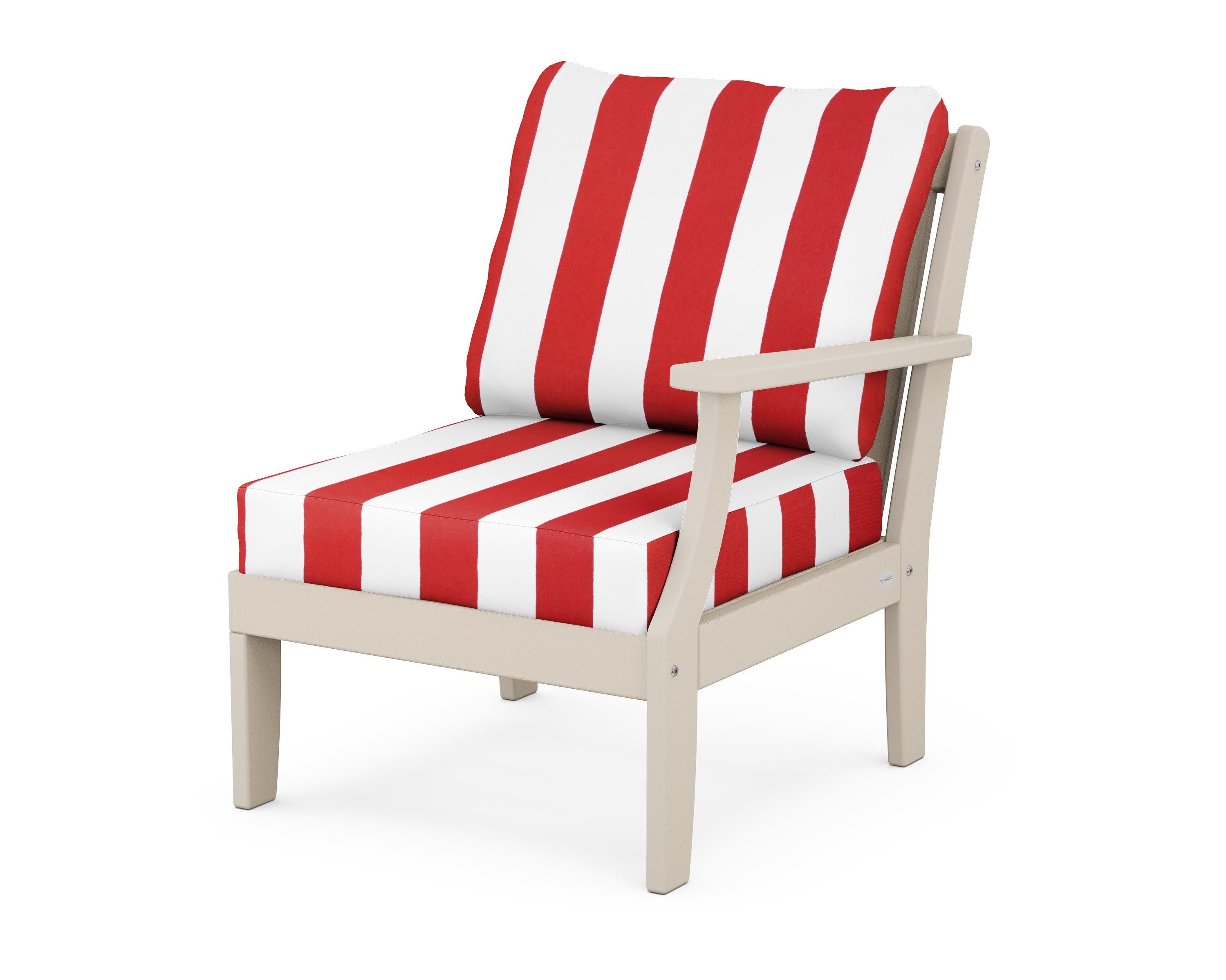 Braxton Modular Right Arm Chair in Sand / Cabana Stripe Crimson